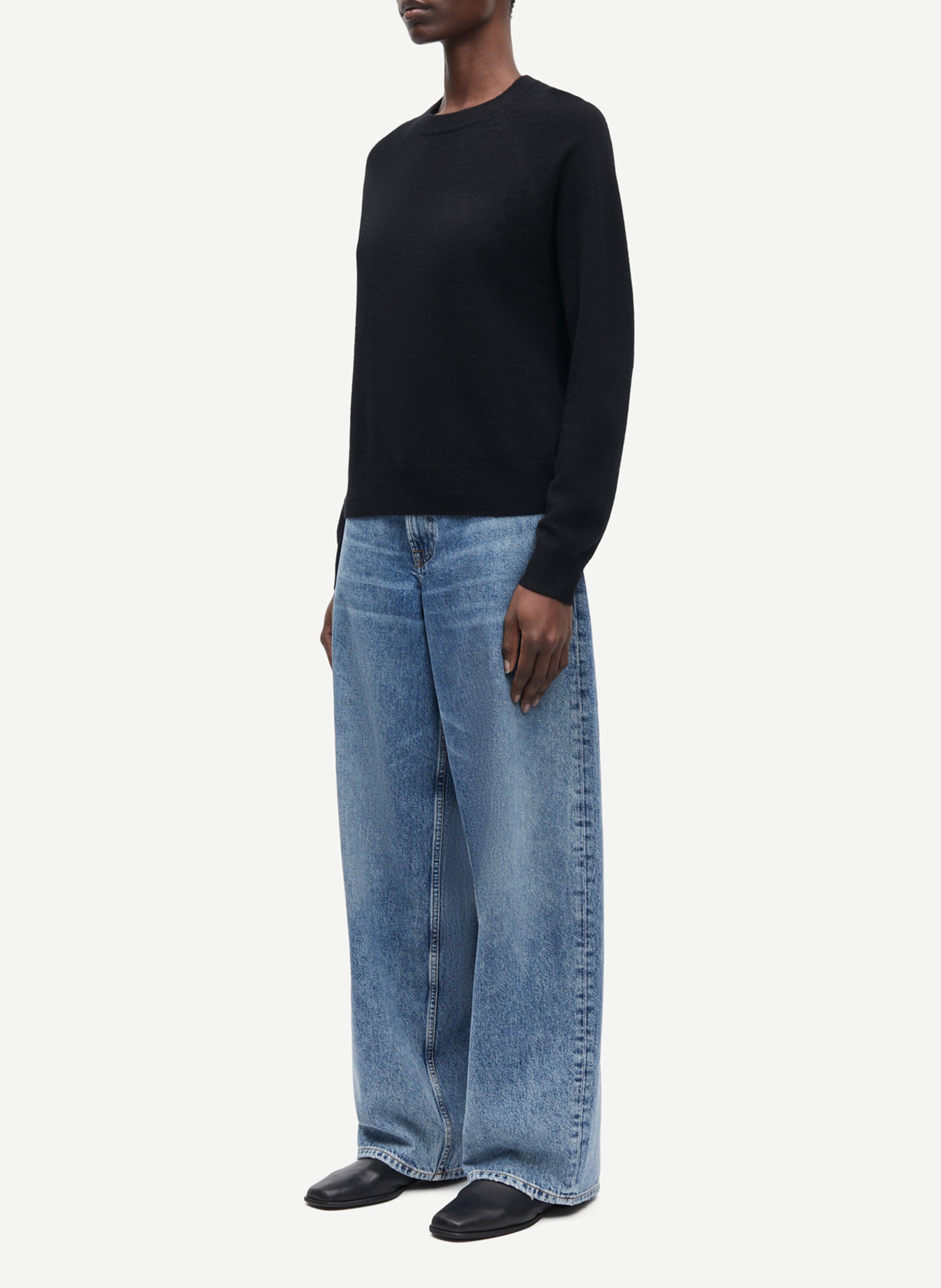 Jean ample droit taille haute en coton bio  SAMSOE SAMSOE Bleu