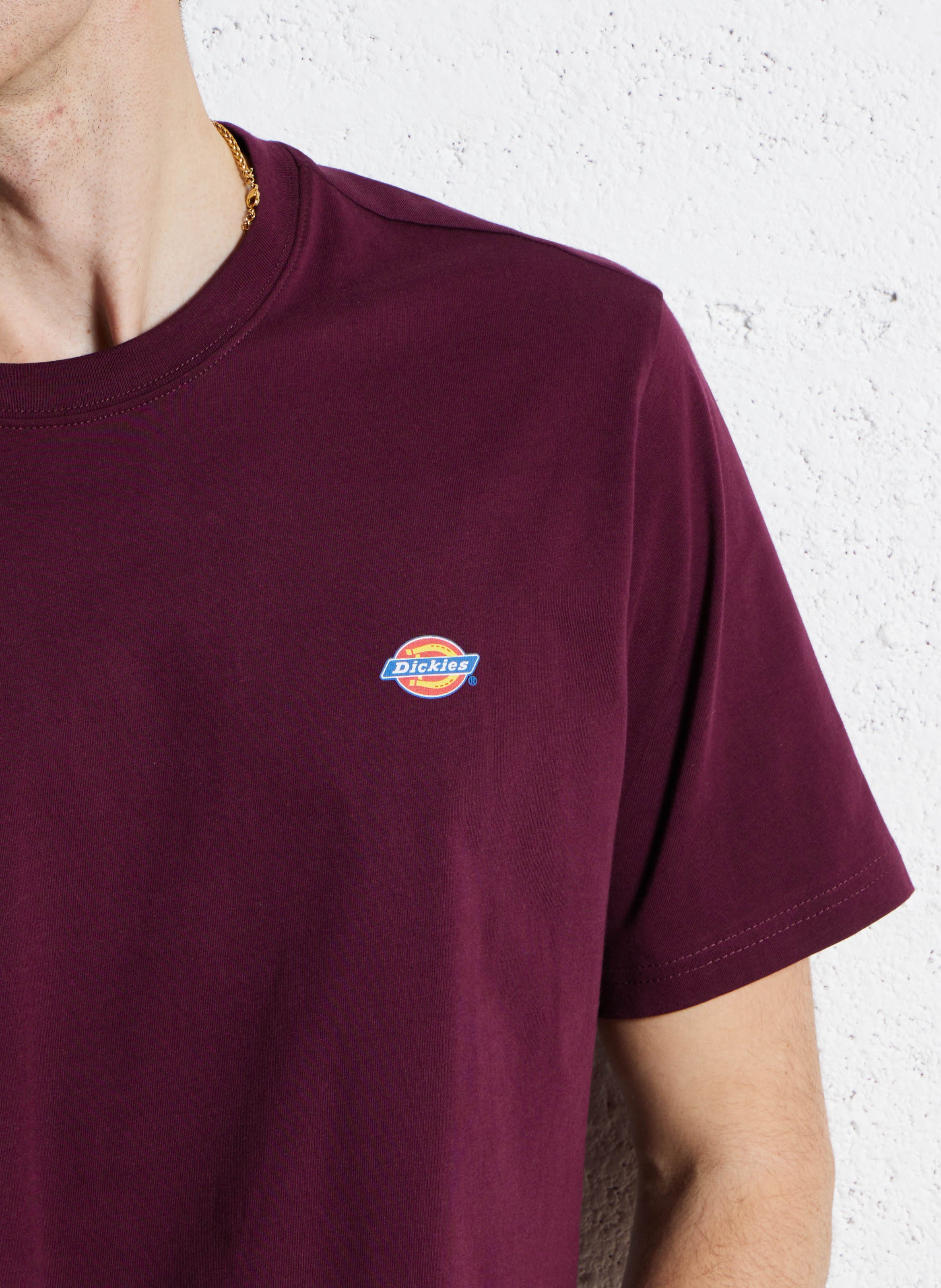 Tee-shirt droit col rond en coton DICKIES Marron