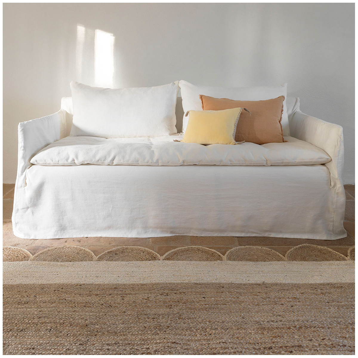 Chloé washed linen cushion cover BLANC D'IVOIRE Orange