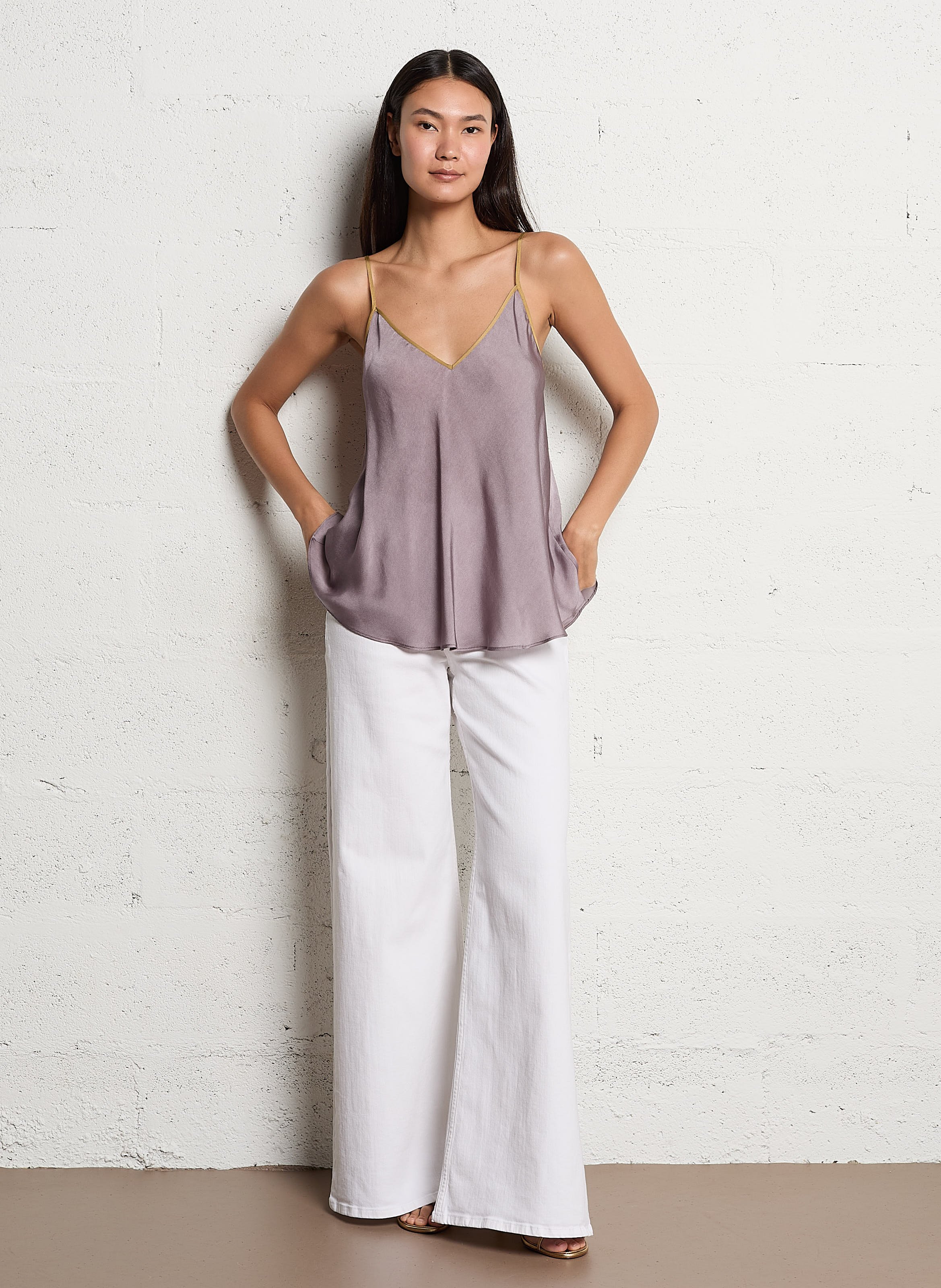 Silk strappy top MES DEMOISELLES Purple