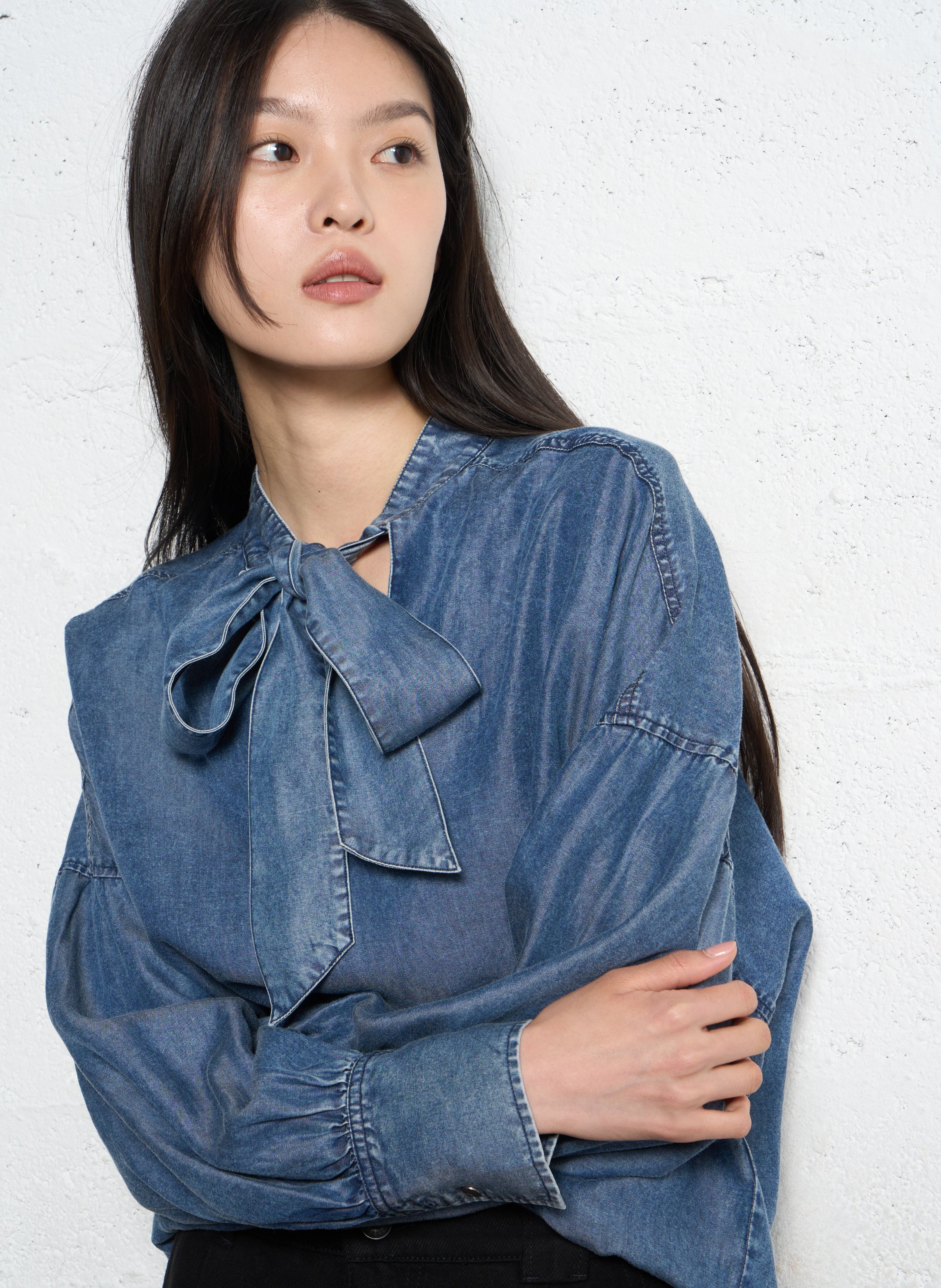 Oversize-Bluse aus Denim IKKS Blau