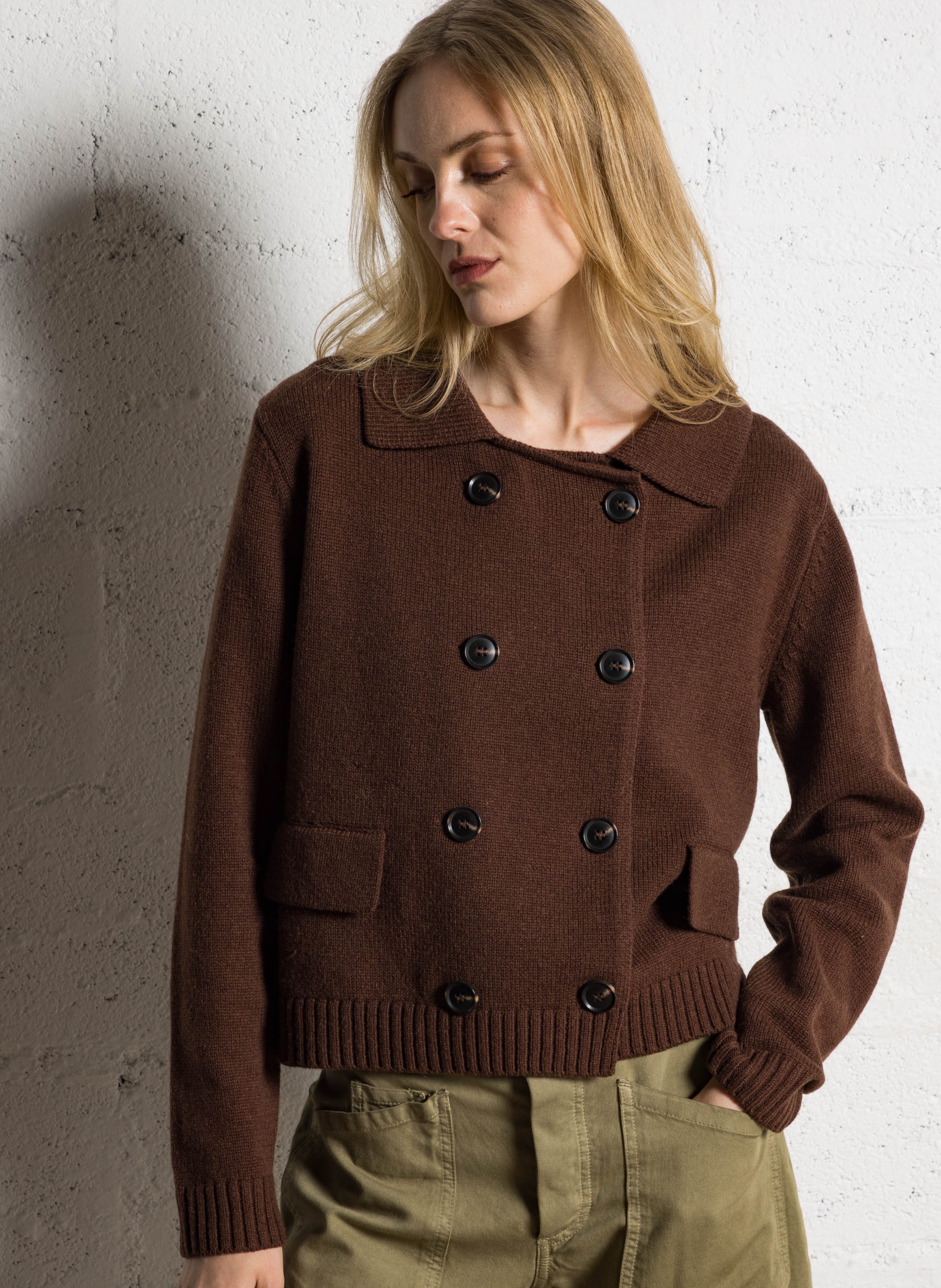 Oversized wool-blend cardigan JC SOPHIE Brown