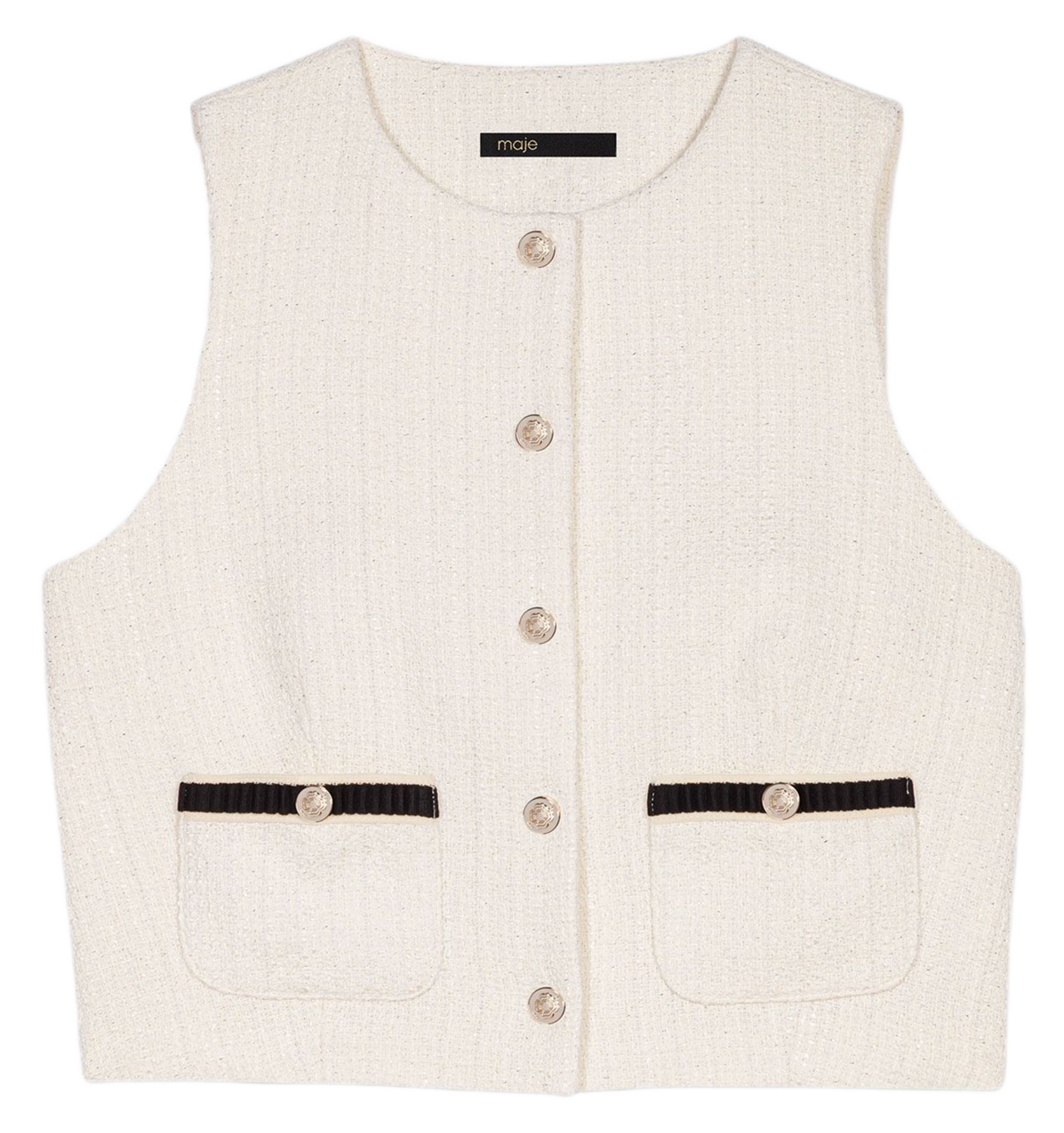 Top droit en coton mélangé MAJE Beige