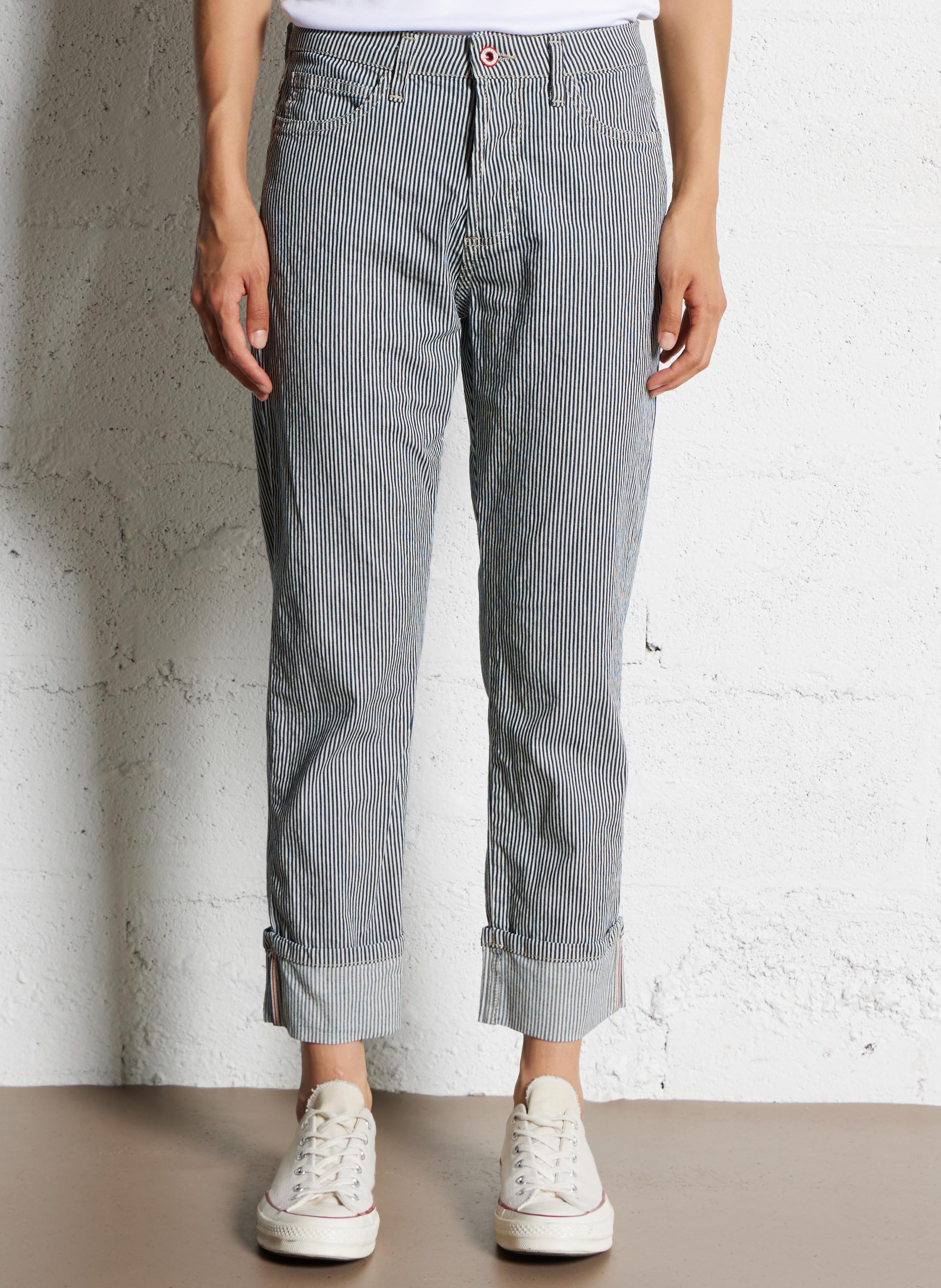 Pantalon droit à rayures PLEASE Multicolore