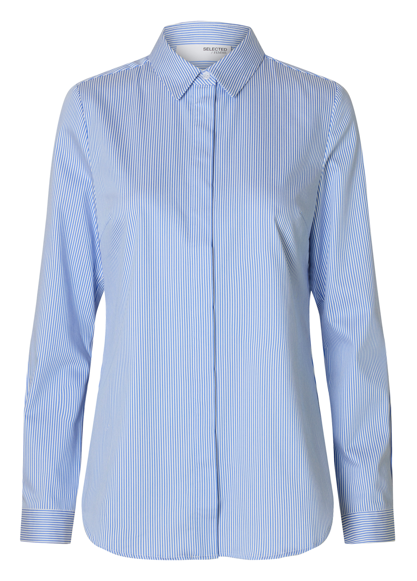Organic cotton-blend shirt with classic collar SELECTED White