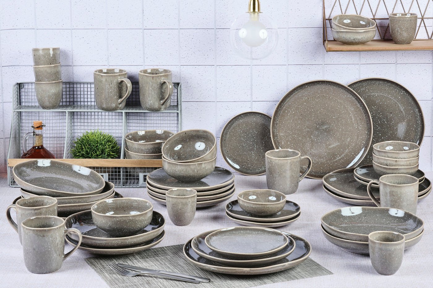 Full Service Stellar - 48 pieces - Concrete Gray BJORN Grey