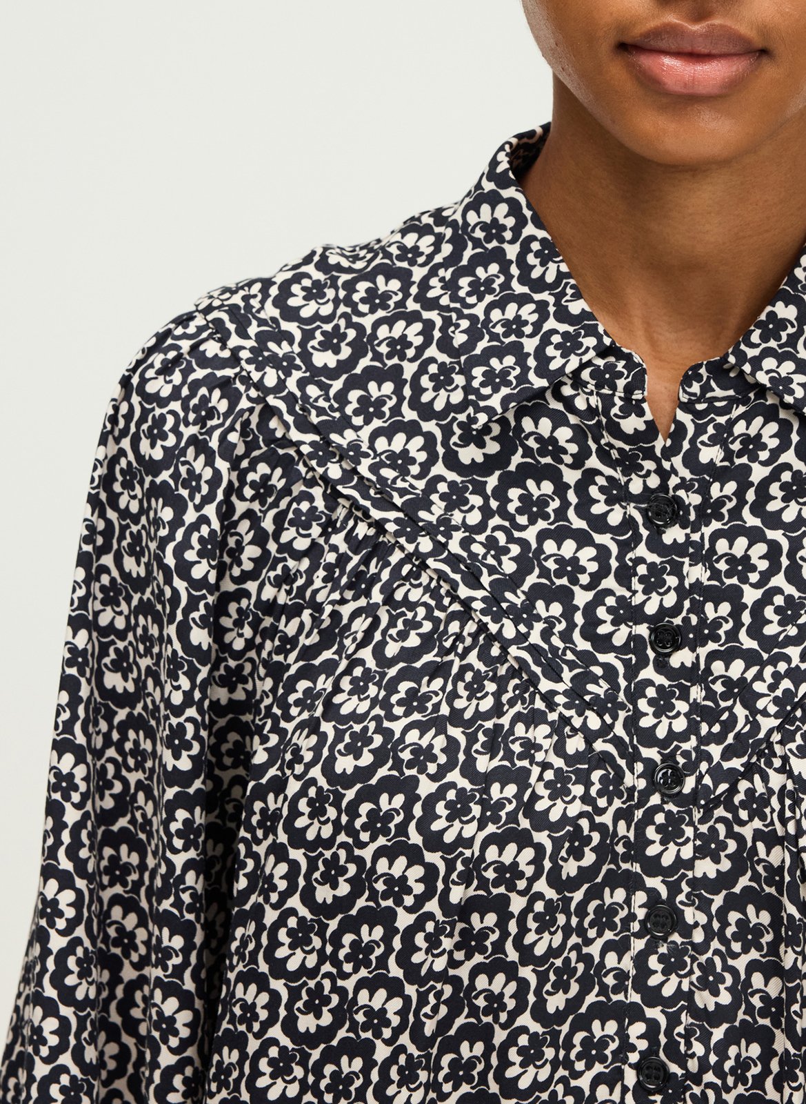 Robe courte imprimée col chemise PABLO Noir