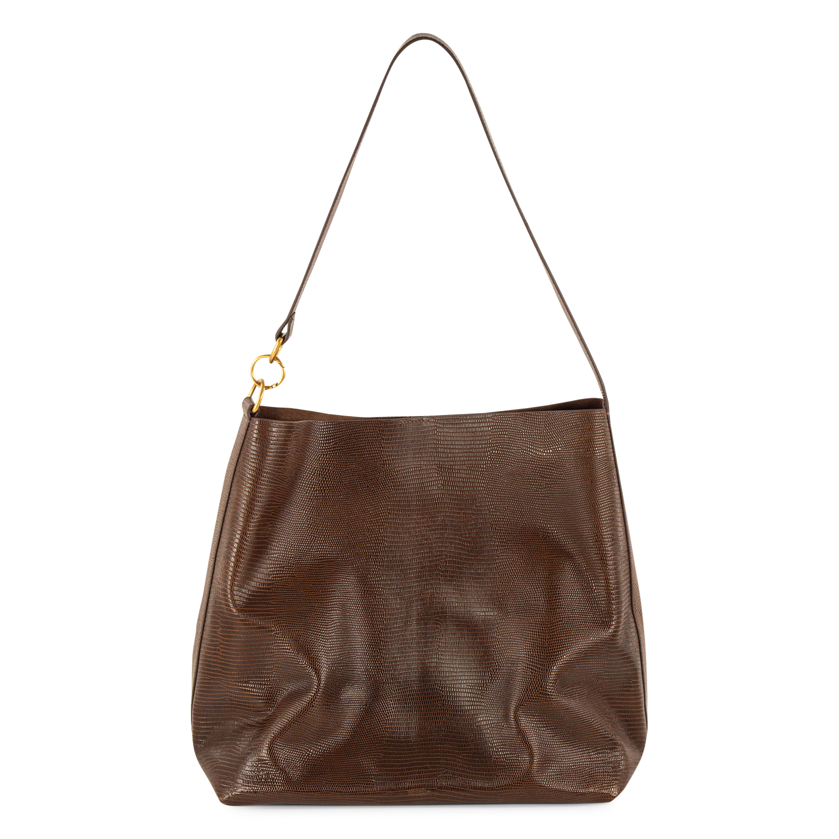 Grand cabas imprimé lézard en cuir SESSUN Marron