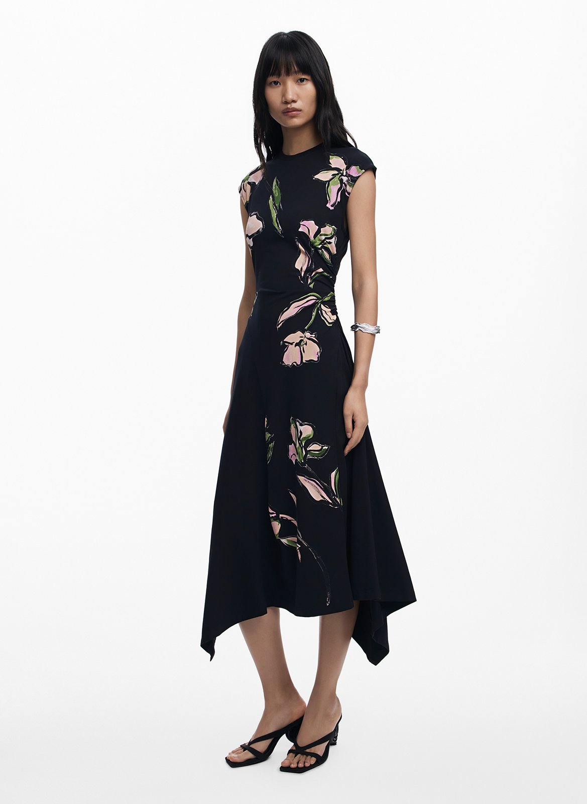 Abito aderente asimmetrico a motivi DESIGUAL Nero