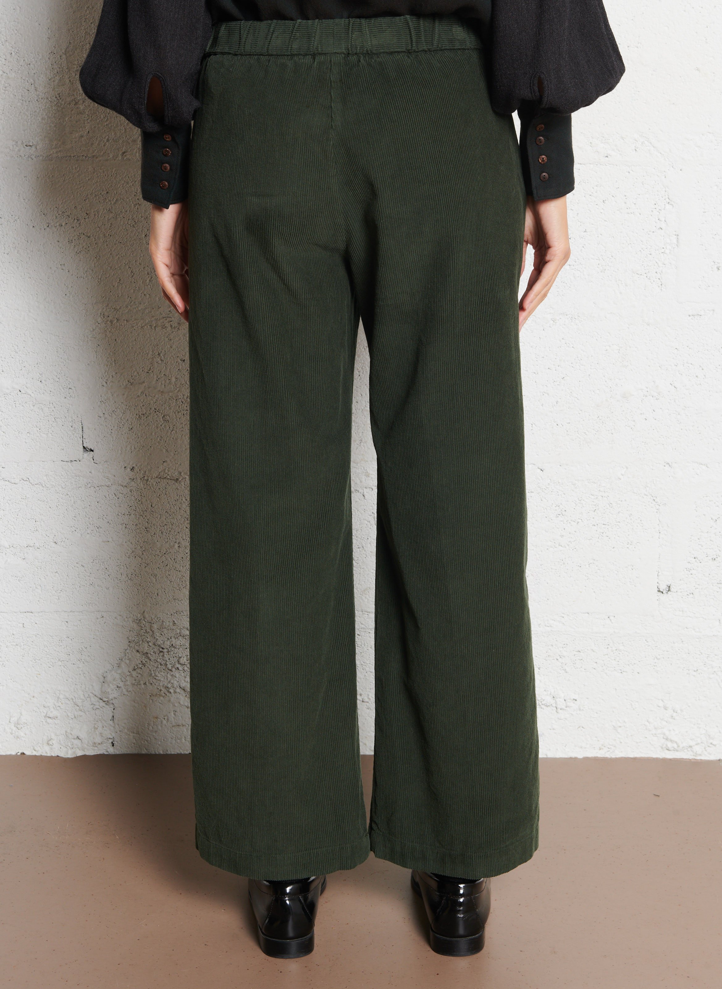 Pantalon large en velours côtelé DIEGA Vert