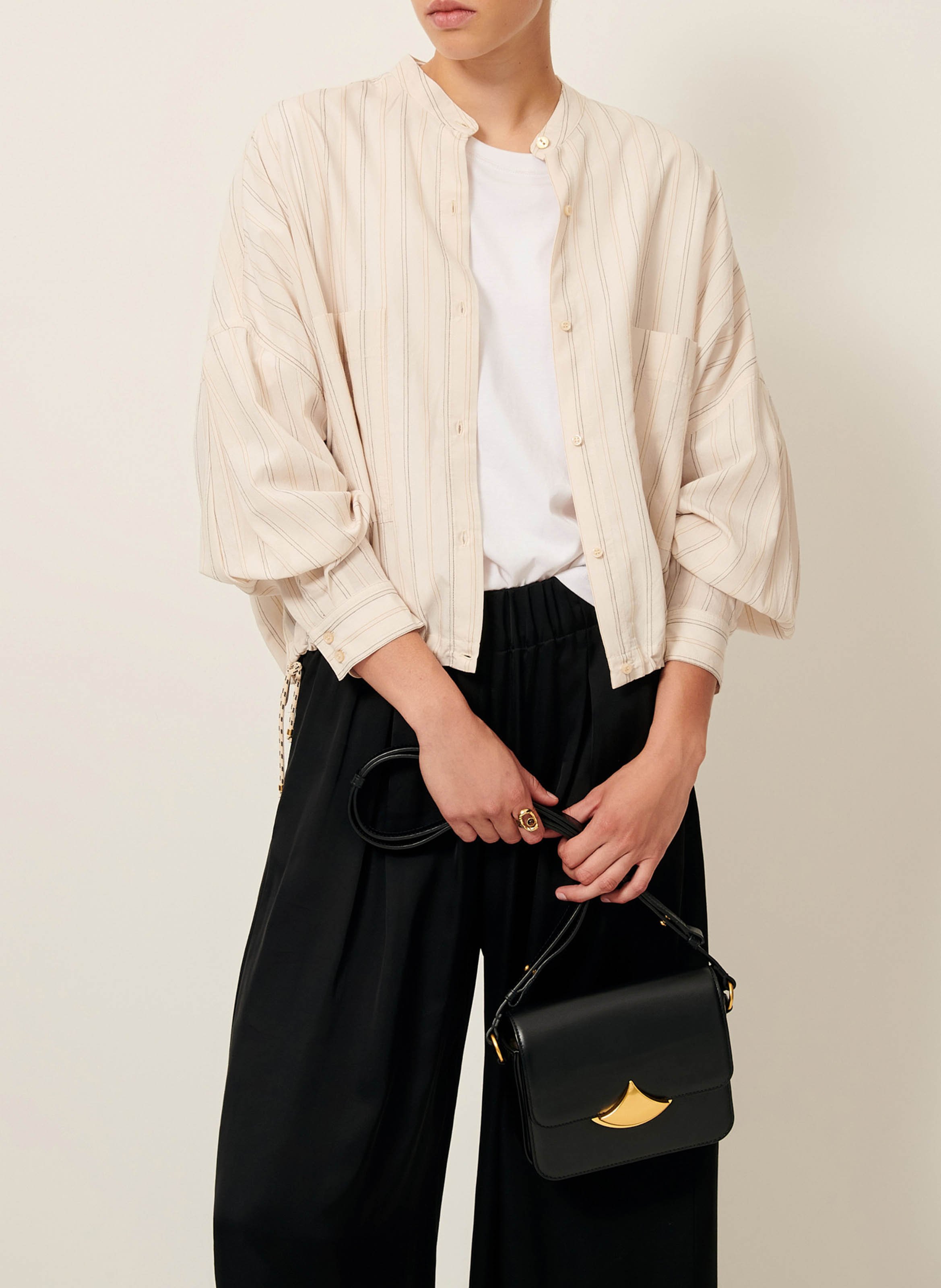 Chemise à rayures col rond SESSUN Beige