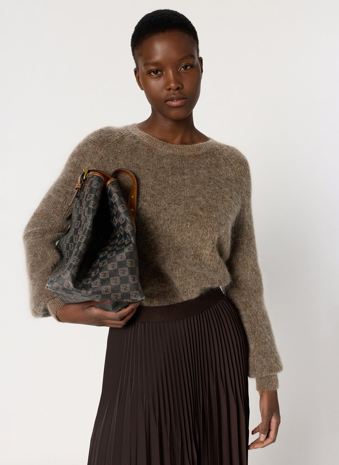 Pull col rond en laine mélangée GERARD DAREL Marron