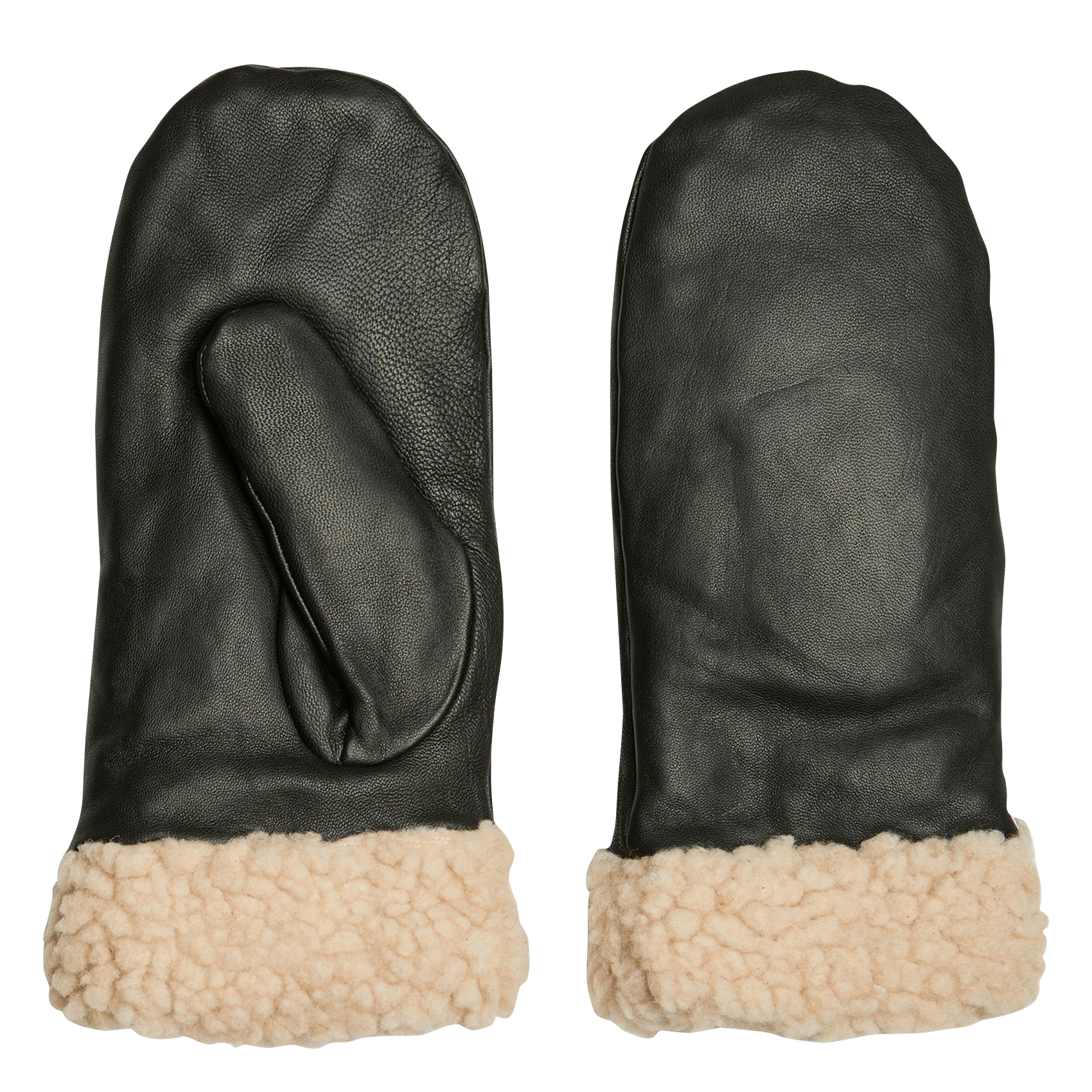 Einfarbige Handschuhe aus Leder PIECES Schwarz