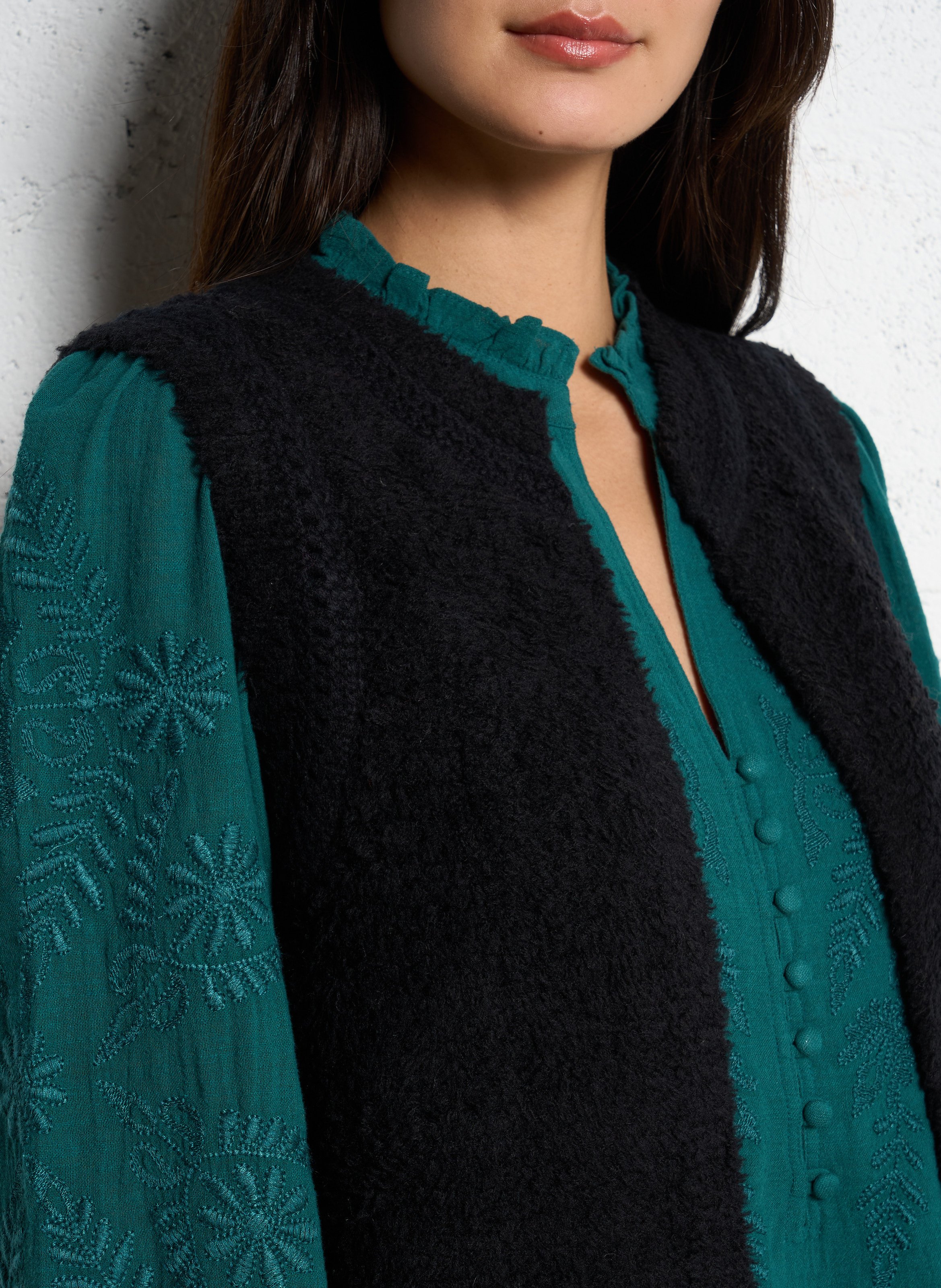 Pull droit col rond en laine mélangée MAISON 123 Noir