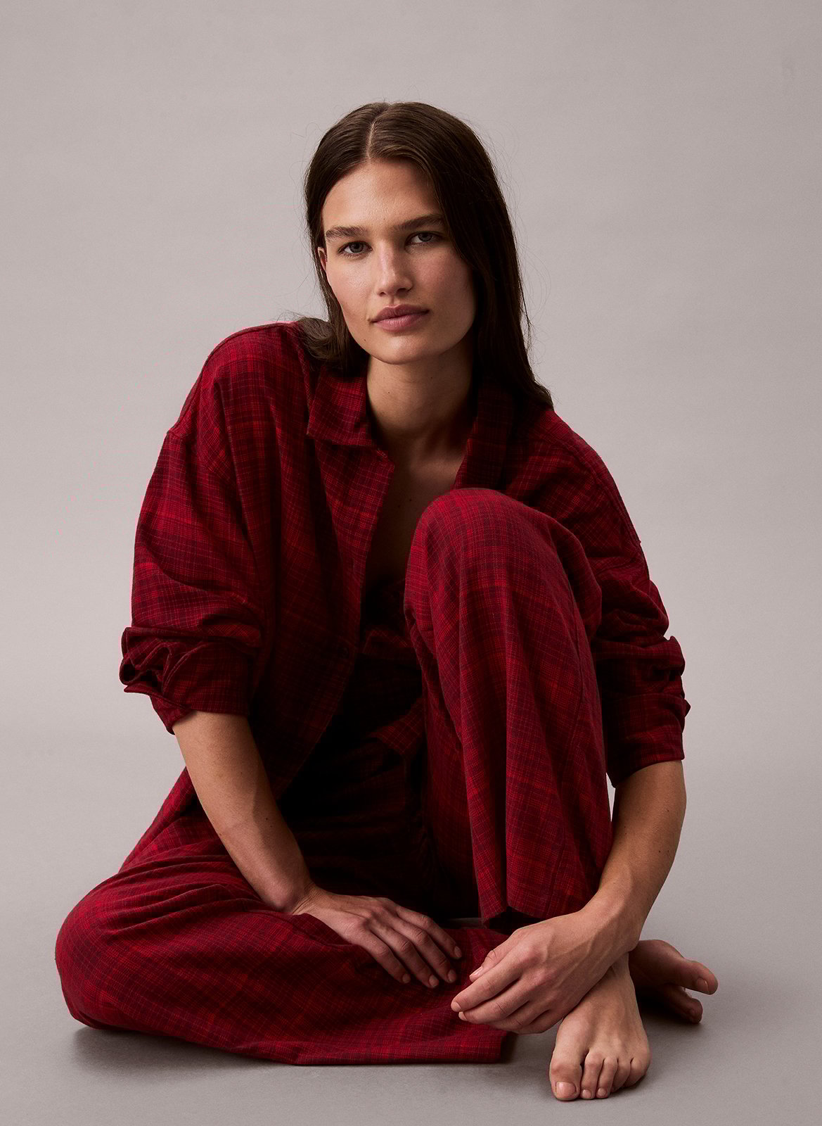 Pantalon de pyjama en coton imprimé CALVIN KLEIN UNDERWEAR Rouge