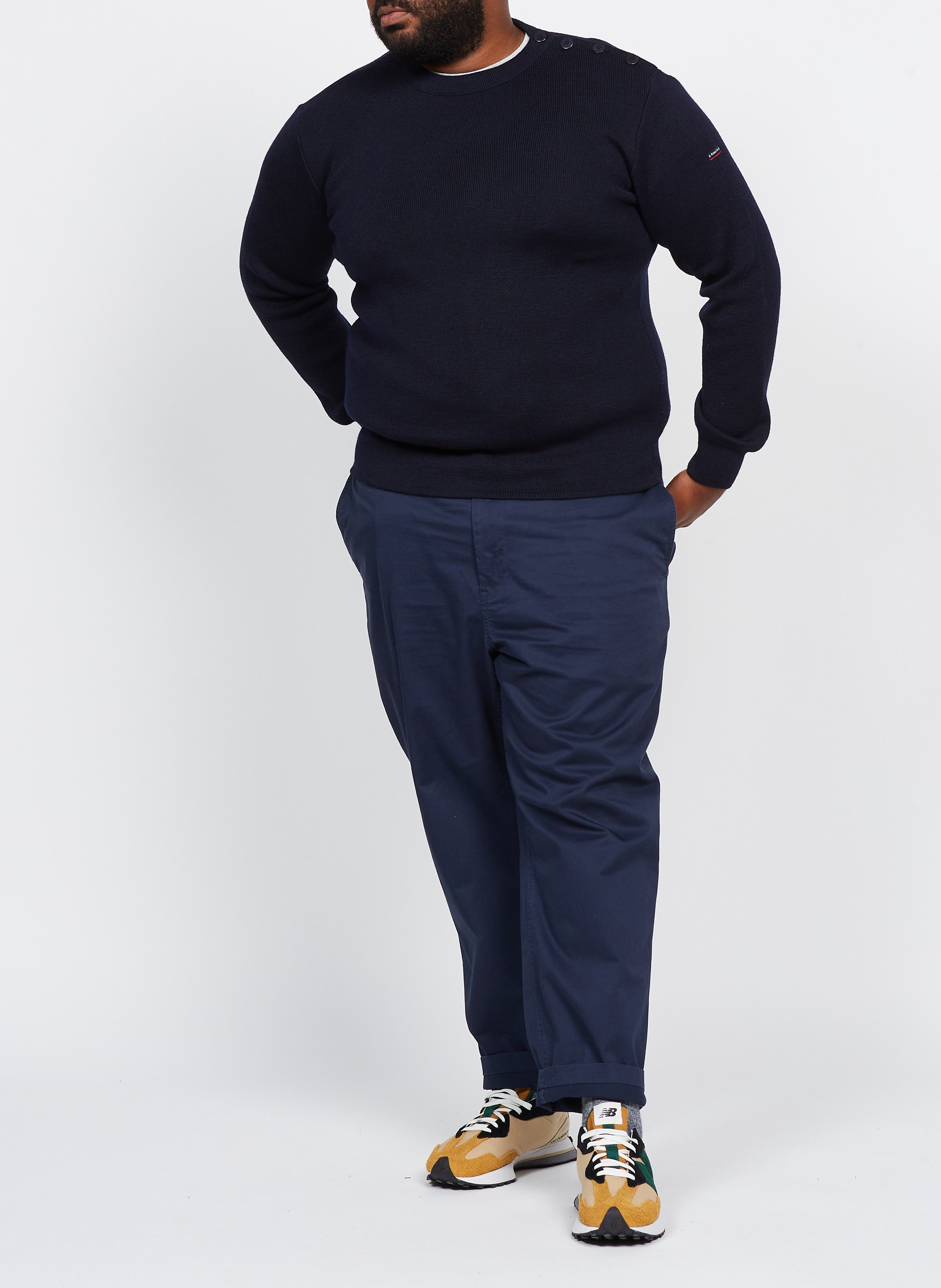 Regular-fit, wollen trui met ronde hals Blauw