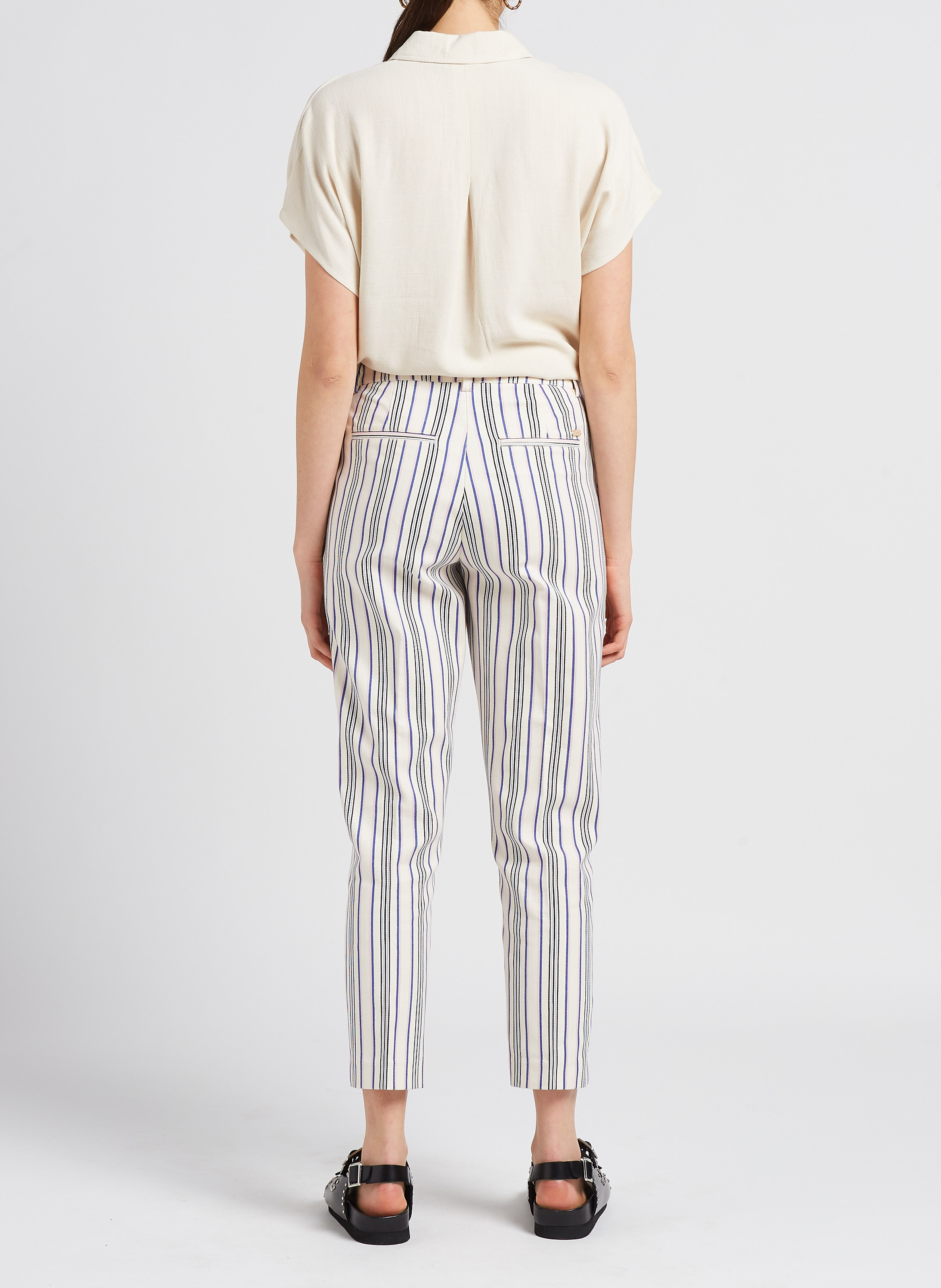 Slim-fit, katoenen broek met halfhoge taille en strepen SCOTCH AND SODA Blauw