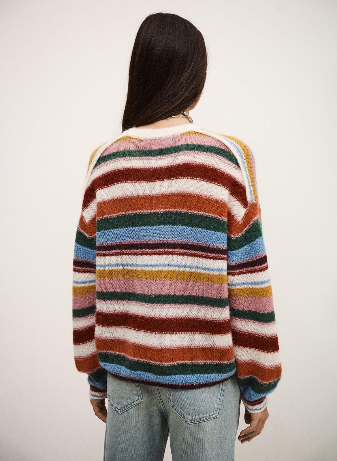 Ruimvallende, gestreepte trui | wolblend BA&SH Veelkleurig