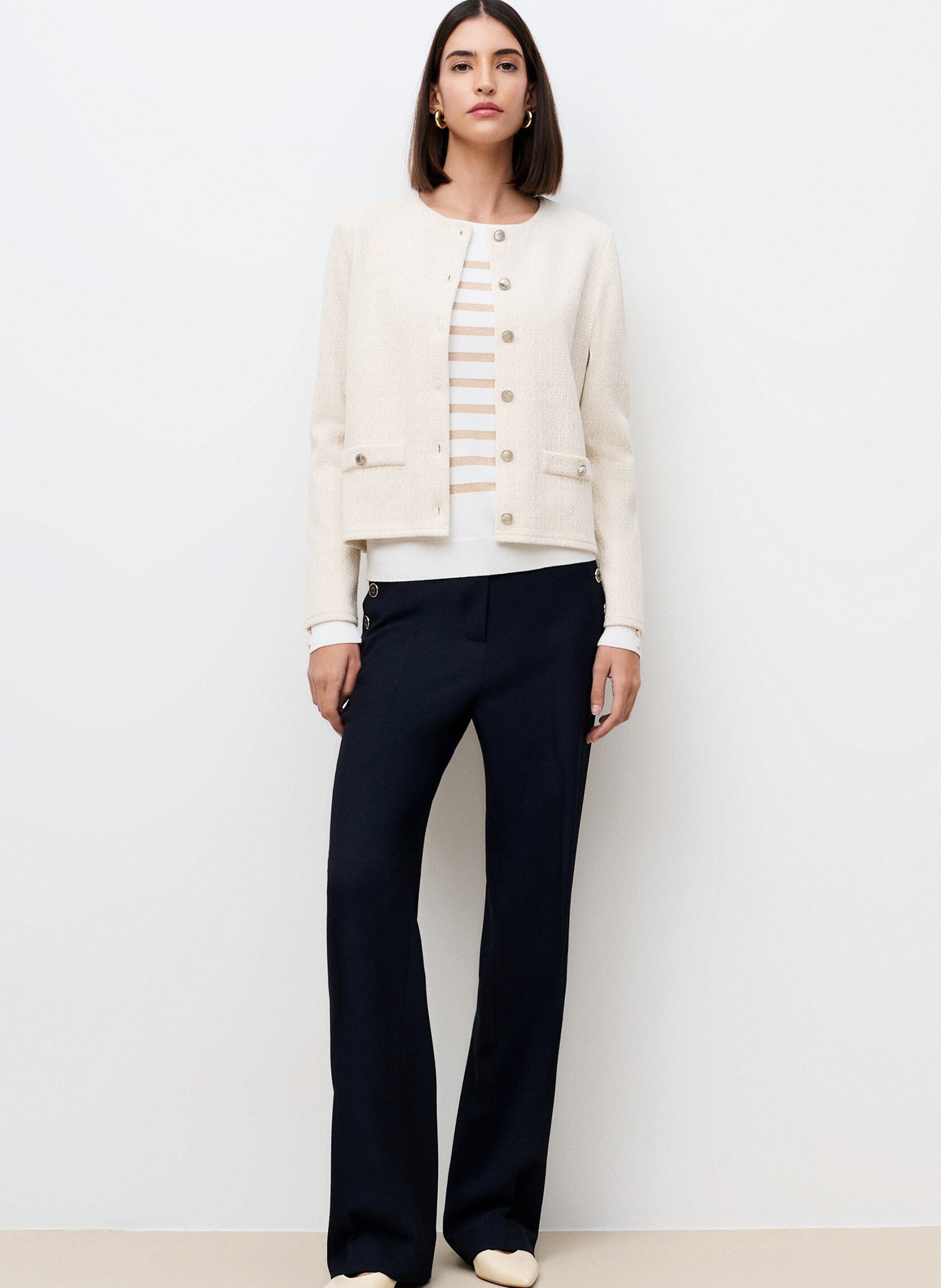 Recht jasje met ronde hals CAROLL Beige