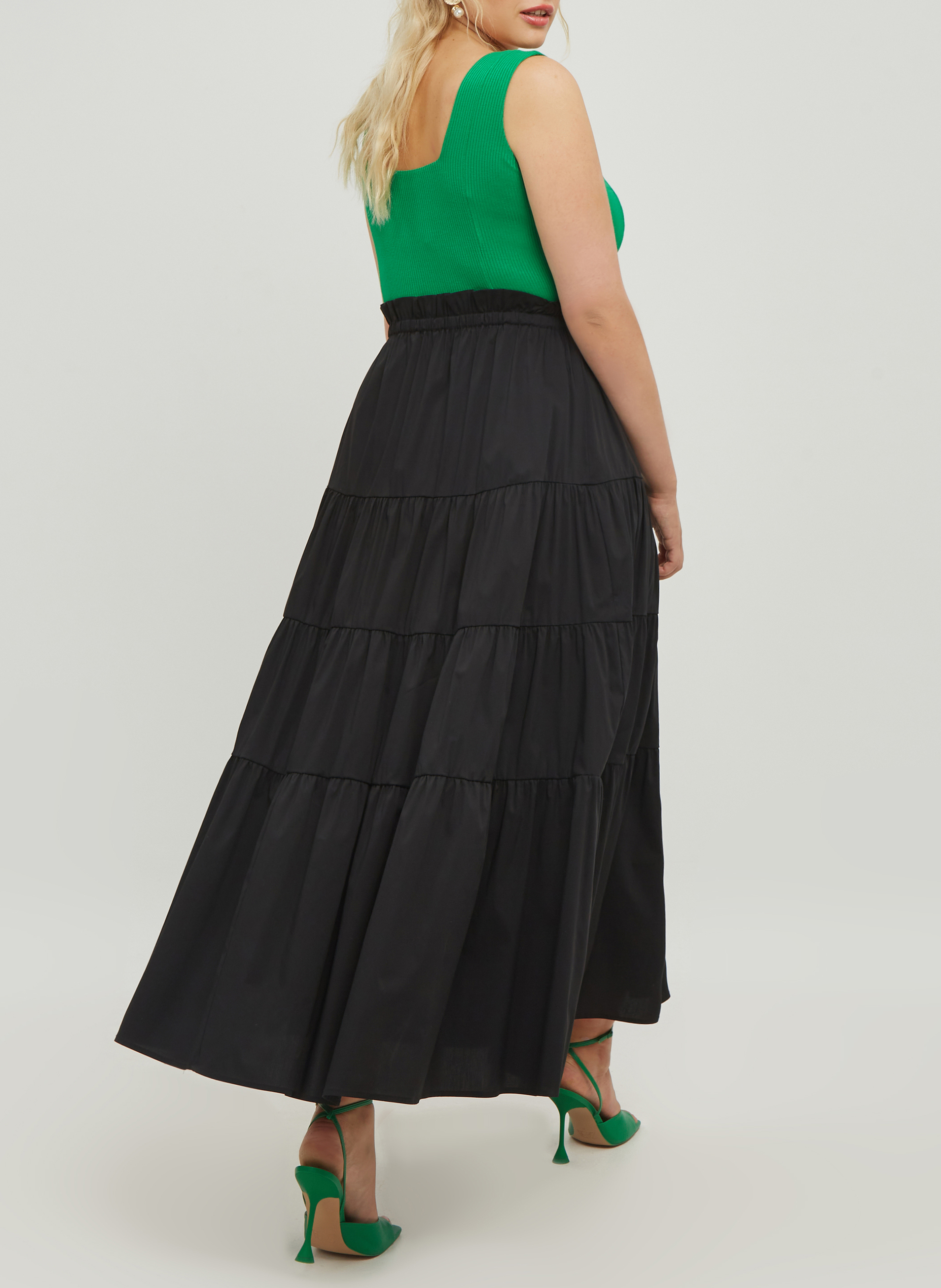 Long flared cotton-blend skirt MAT FASHION Black