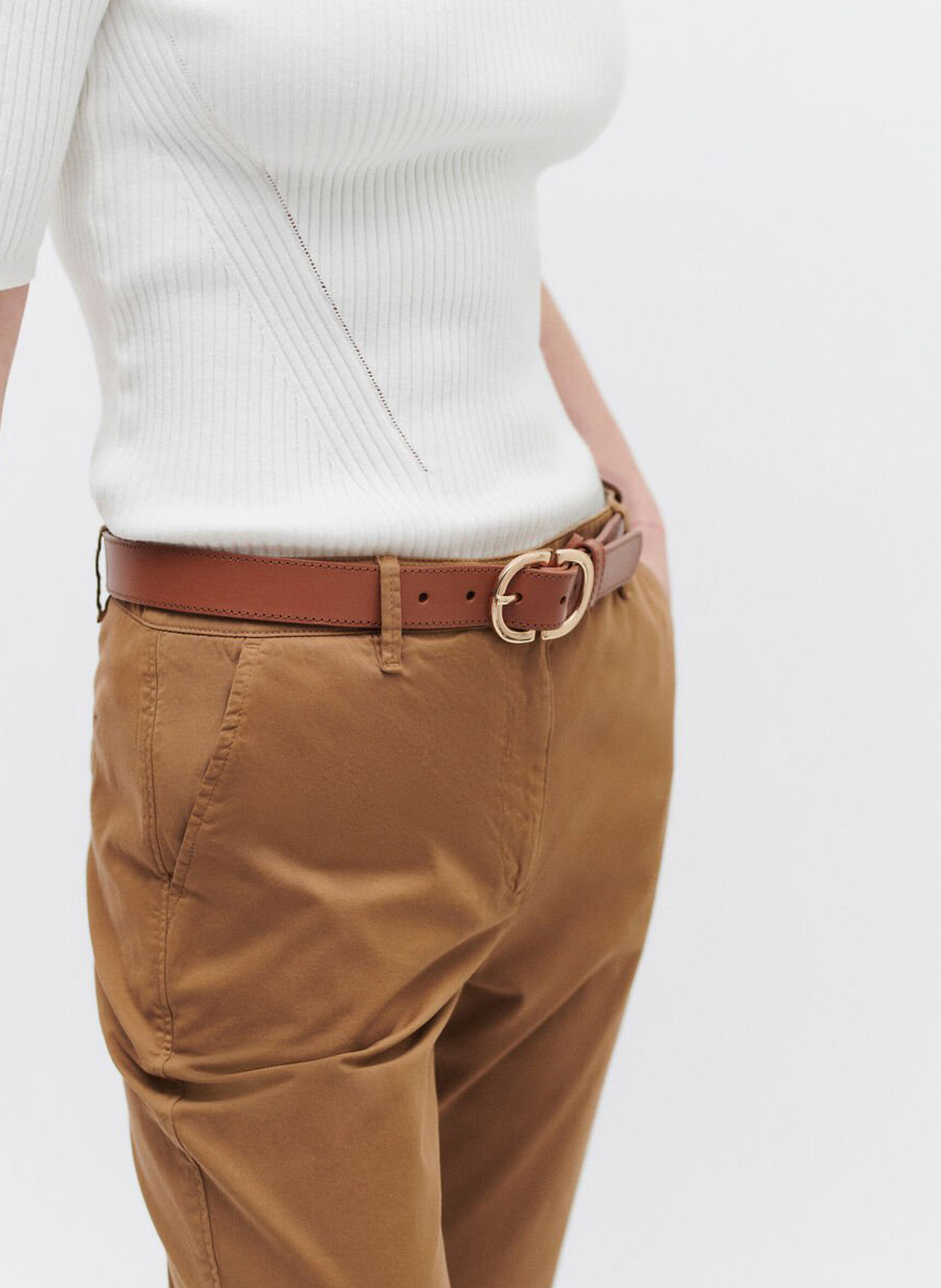Pantalon chino en coton mélangé  CAROLL Marron