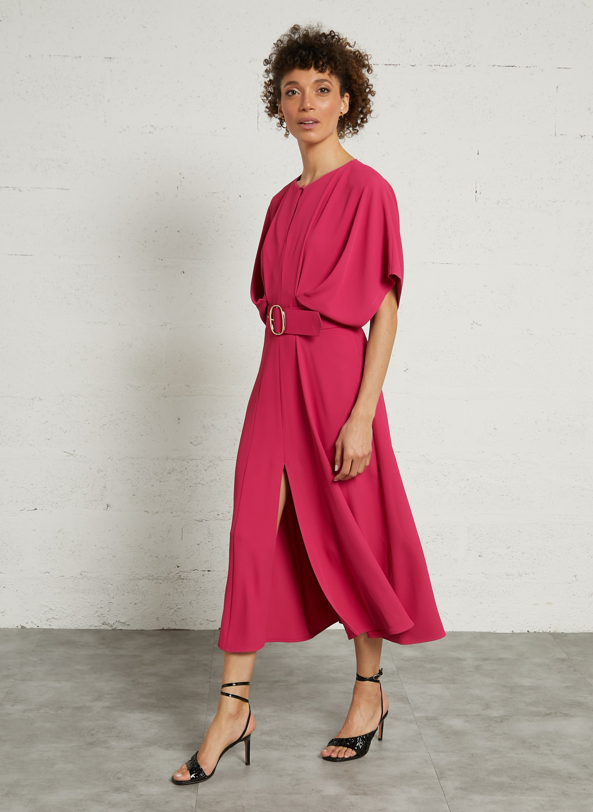 Lange jurk met ronde hals IMPERIAL Pink