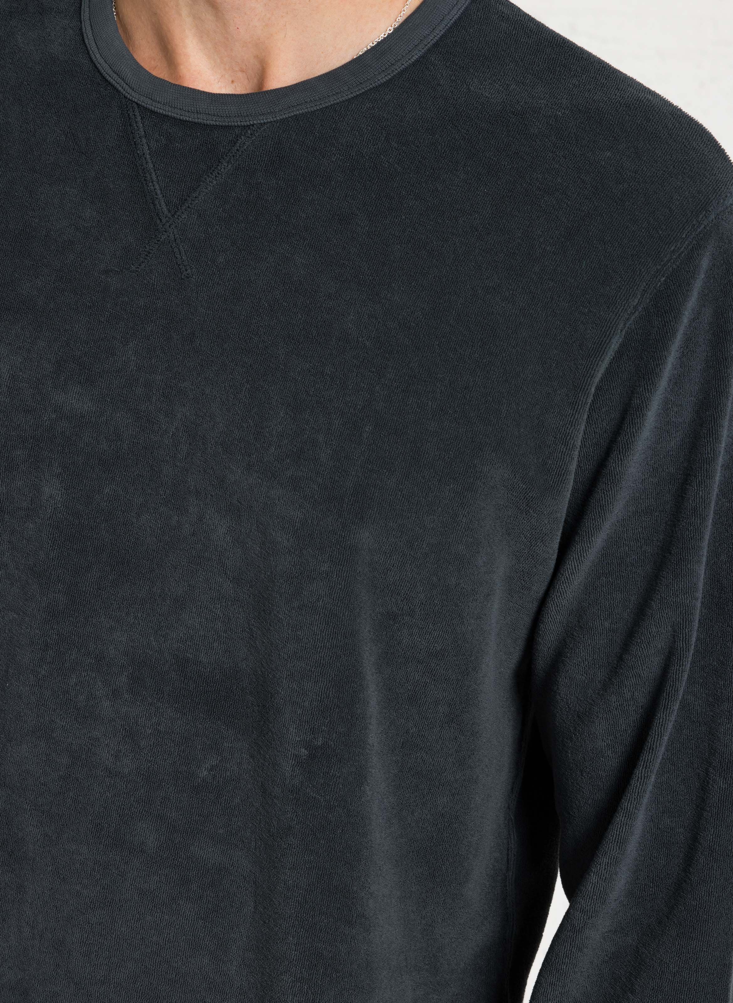 Sweat large uni en maille éponge HARTFORD Bleu