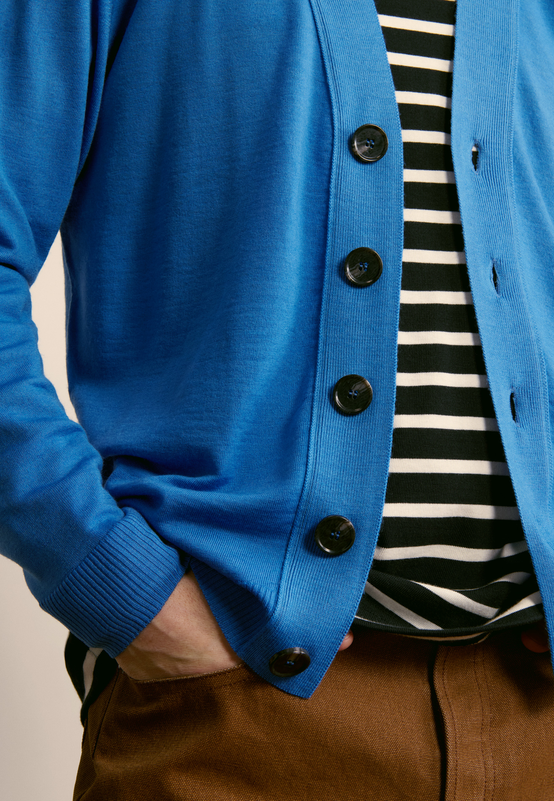 Merino wool cardigan MAISON MONTAGUT Blue