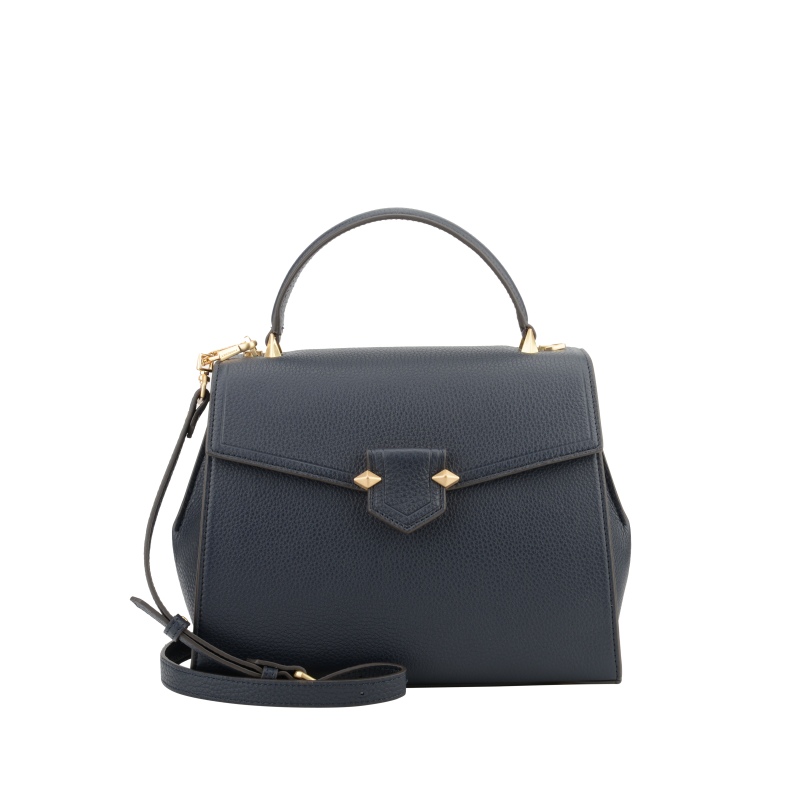 Grained calfskin handbag POURCHET Blue