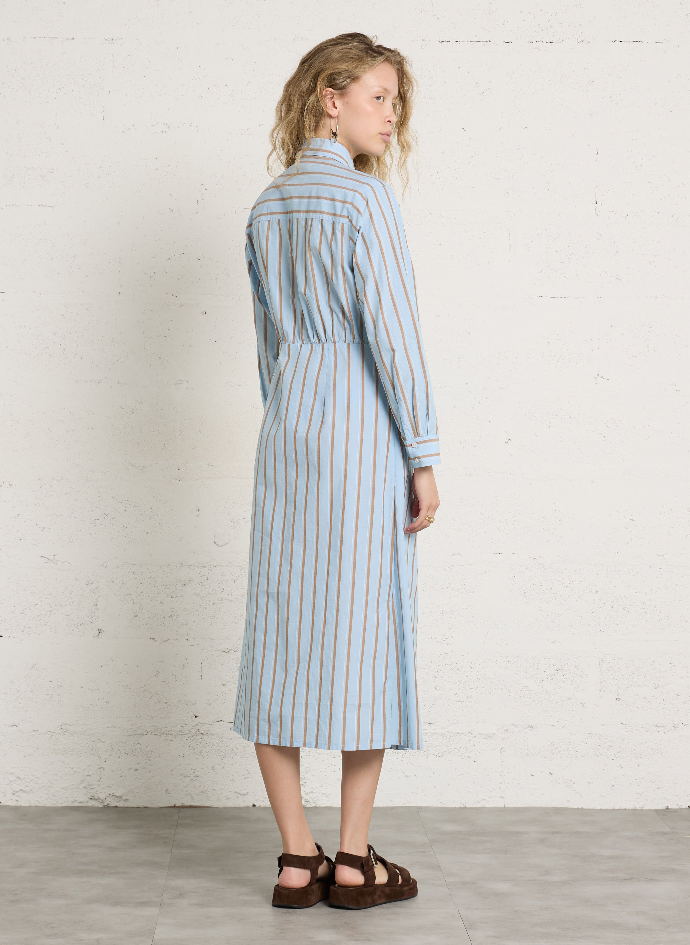 Robe longue ample en coton bio LEON & HARPER Bleu
