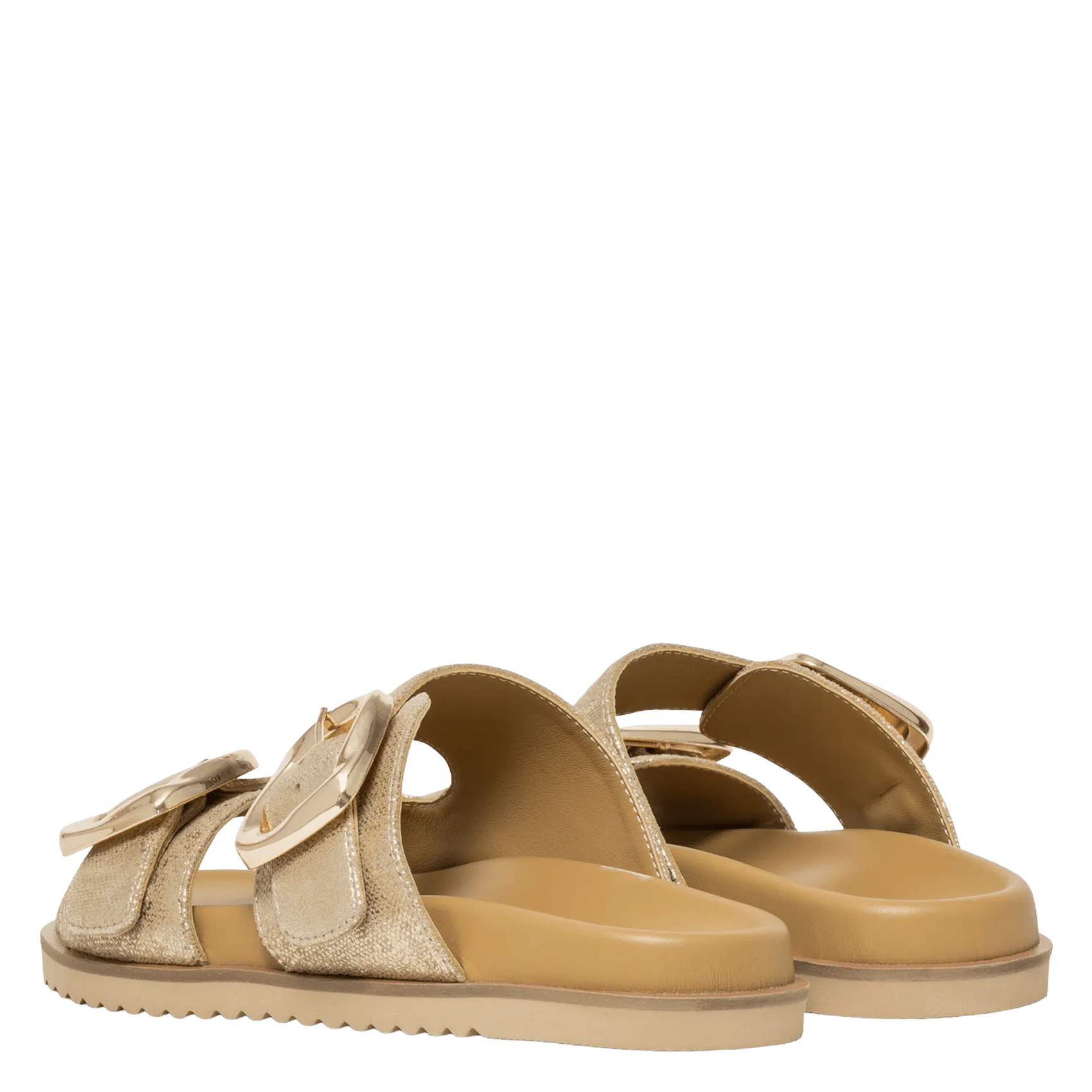 Mules en cuir velours Doré