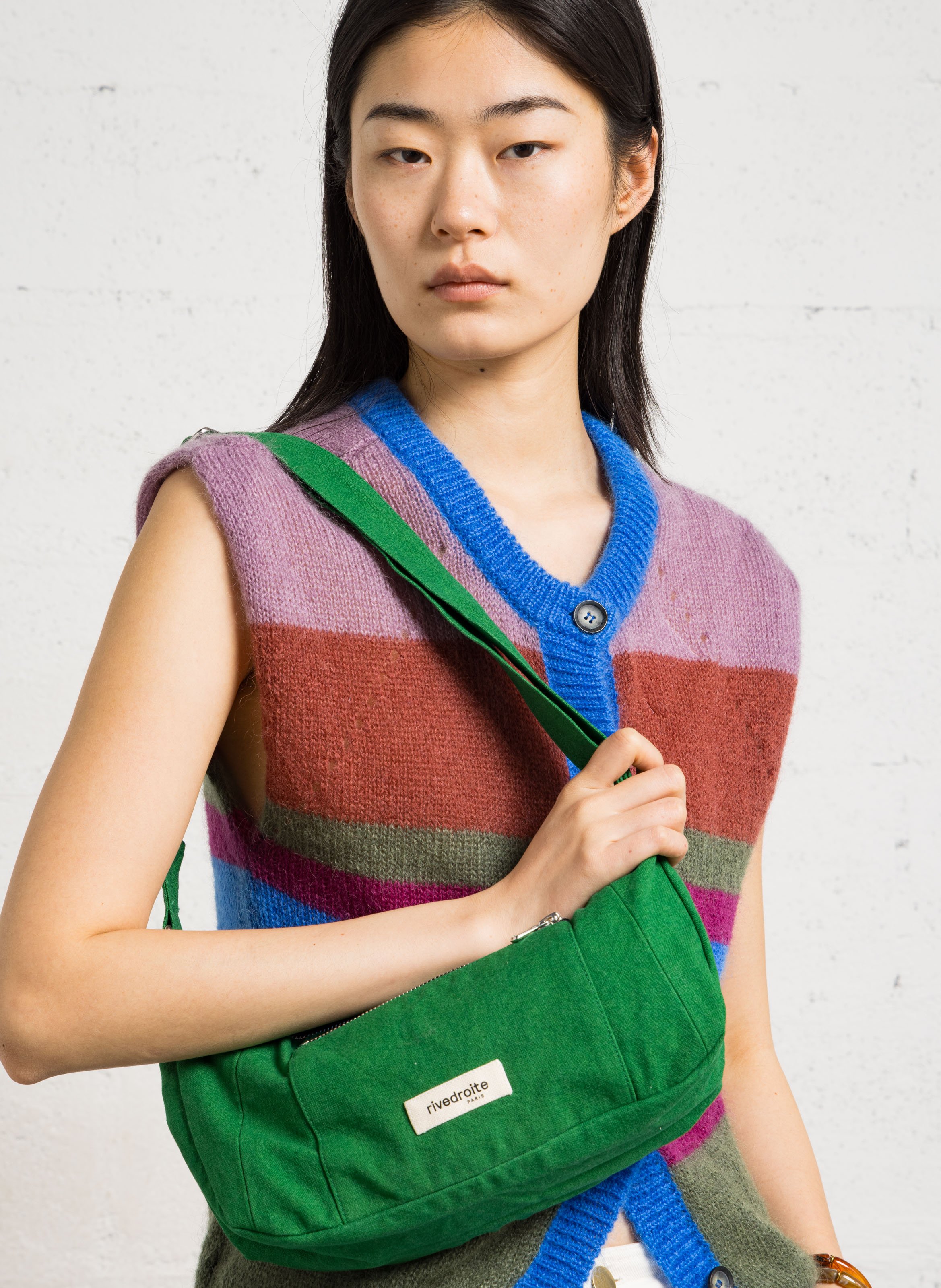 Crossbody bag in blended recycled cotton RIVEDROITE PARIS Green