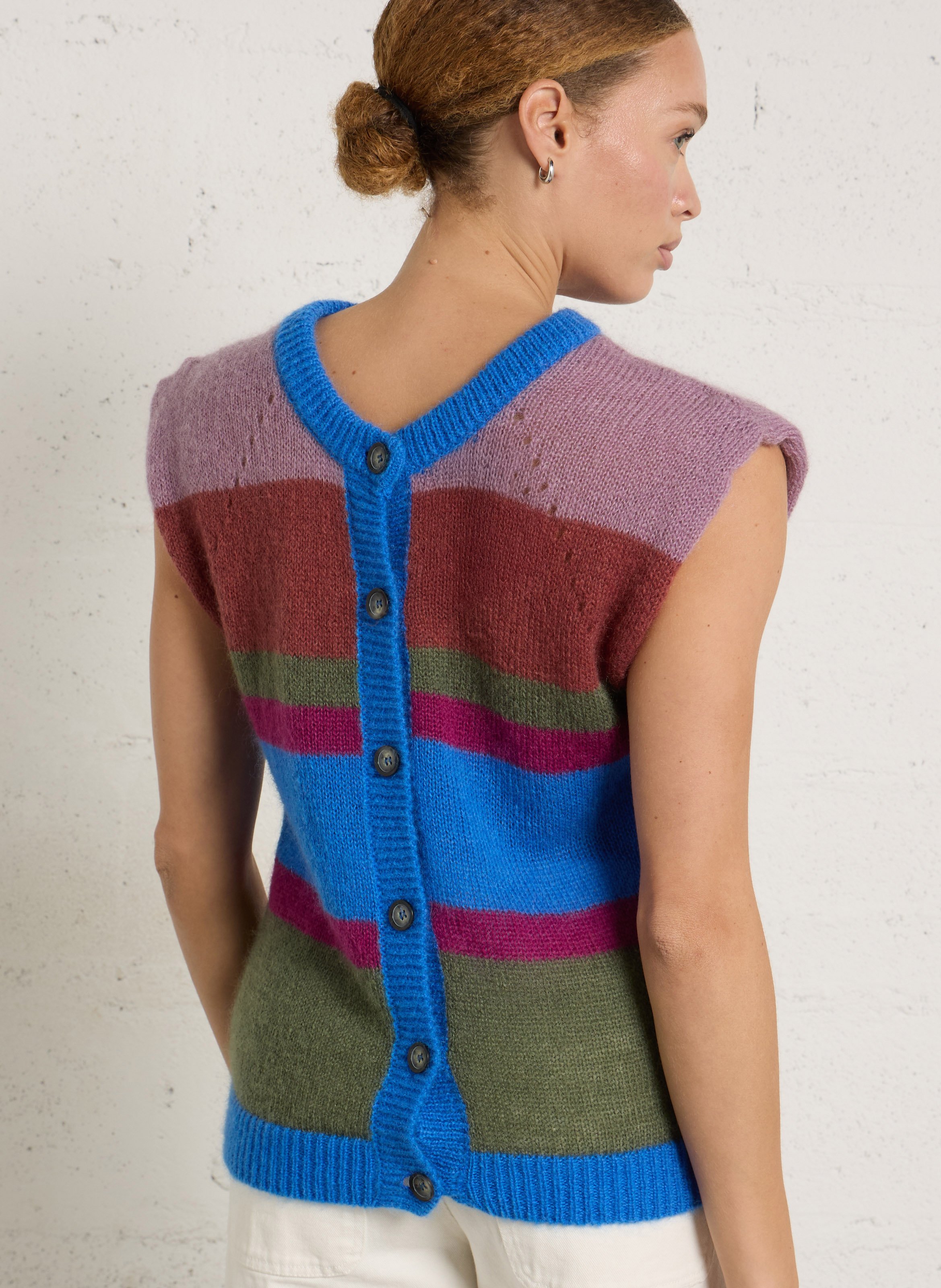 Gilet droit en laine mélangée LEON & HARPER Multicolore