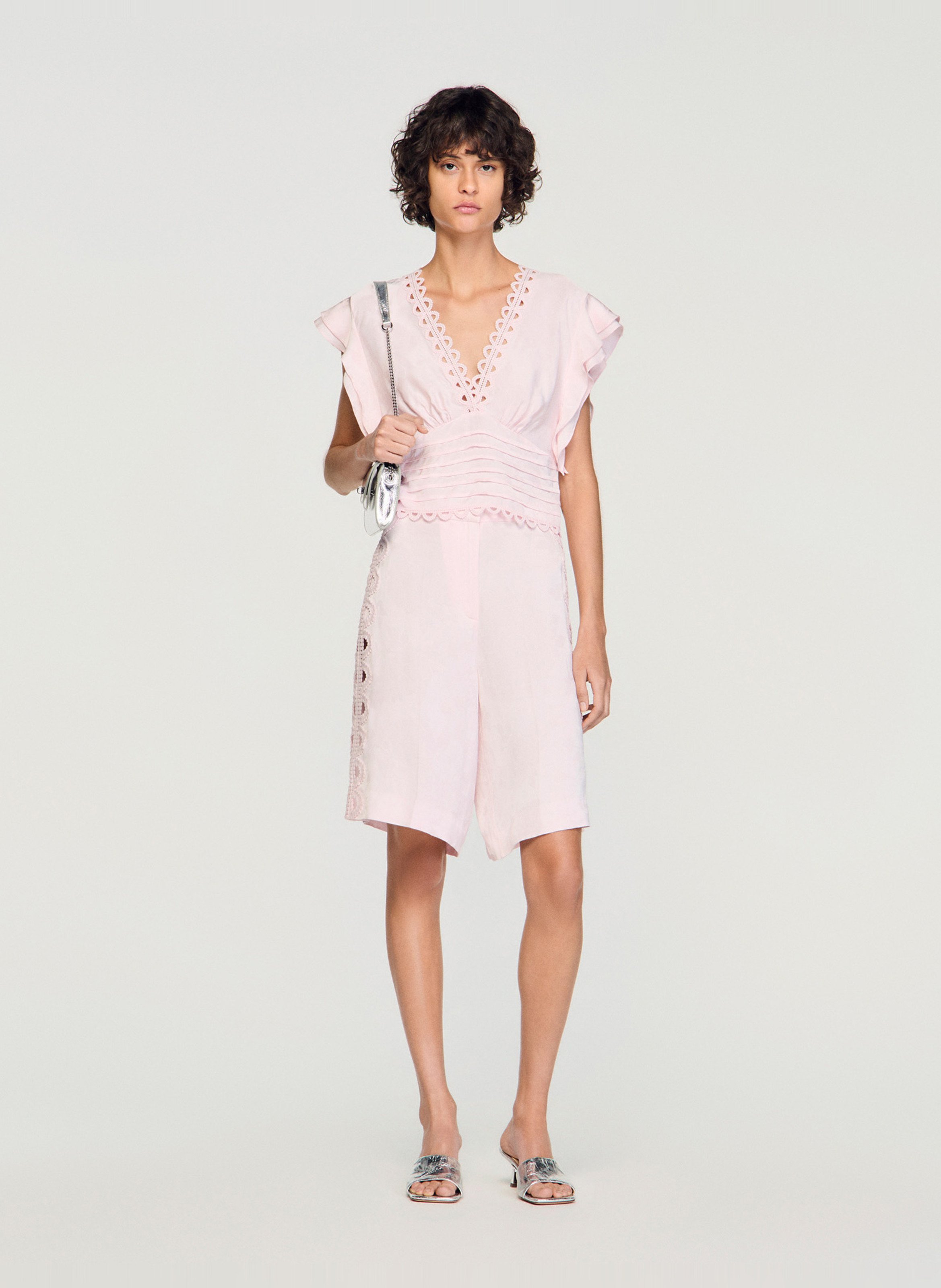 Bermuda met bloemen jacquard SANDRO Roze