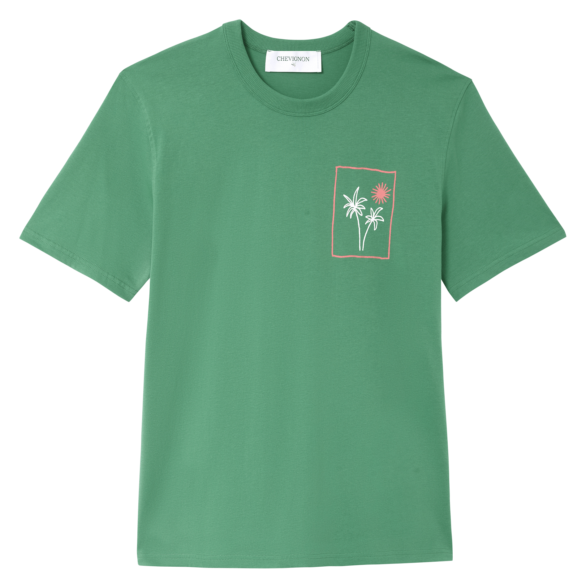 Tee-shirt droit sérigraphié en coton bio CHEVIGNON Vert