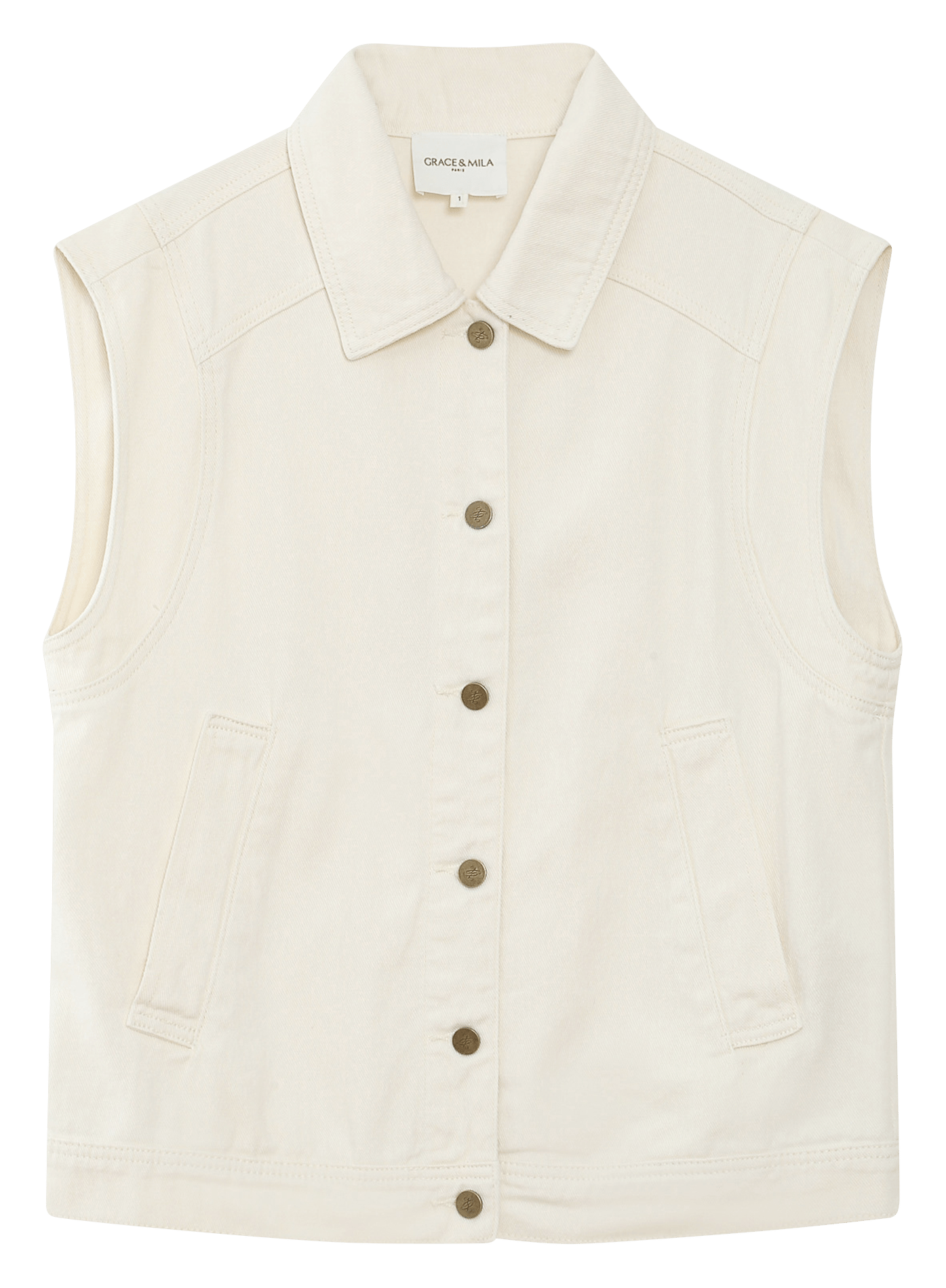 Oversized sleeveless denim jacket GRACE ET MILA White