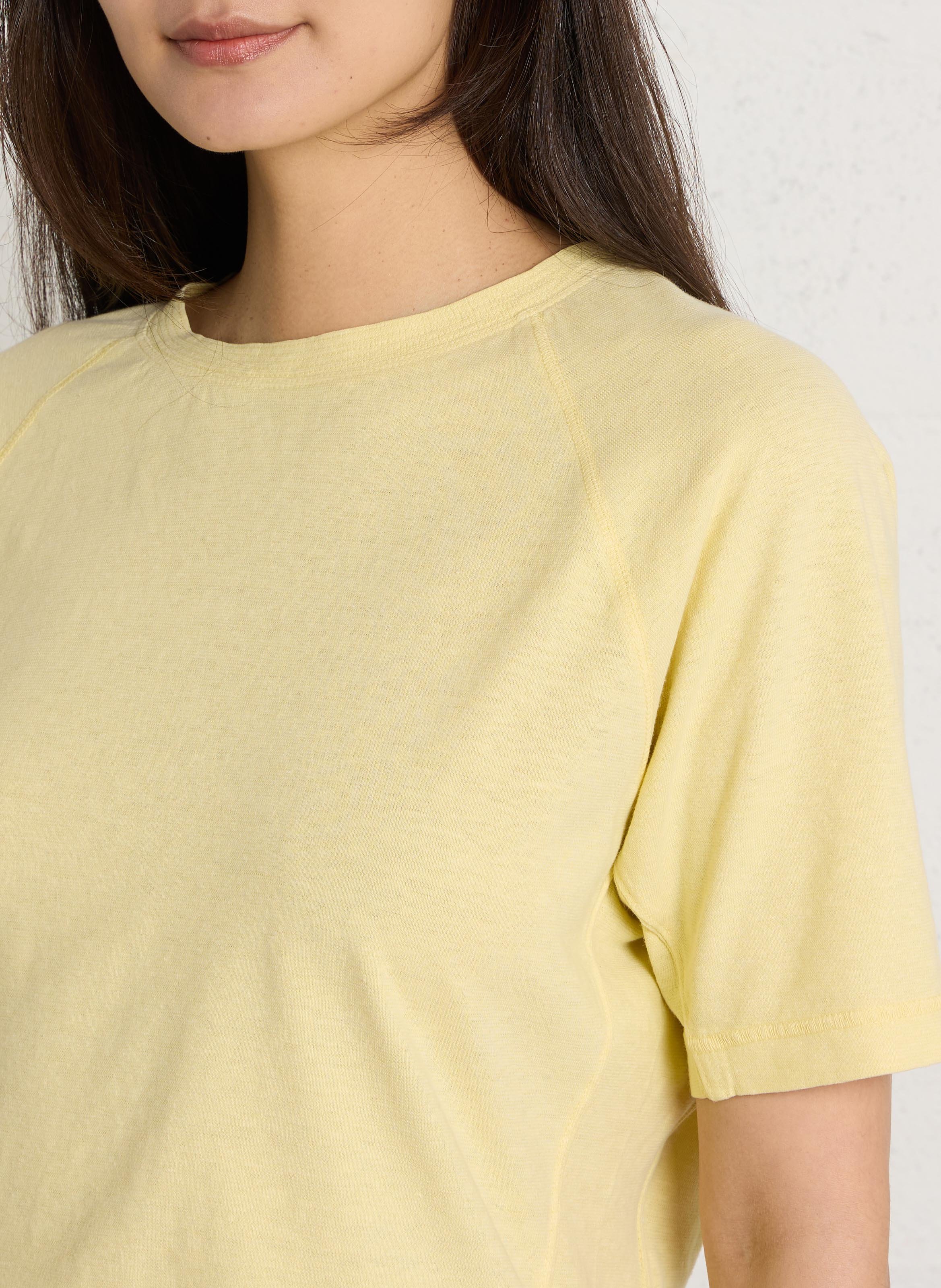 Effen T-shirt met ronde hals en korte mouwen MAISON 123 Geel