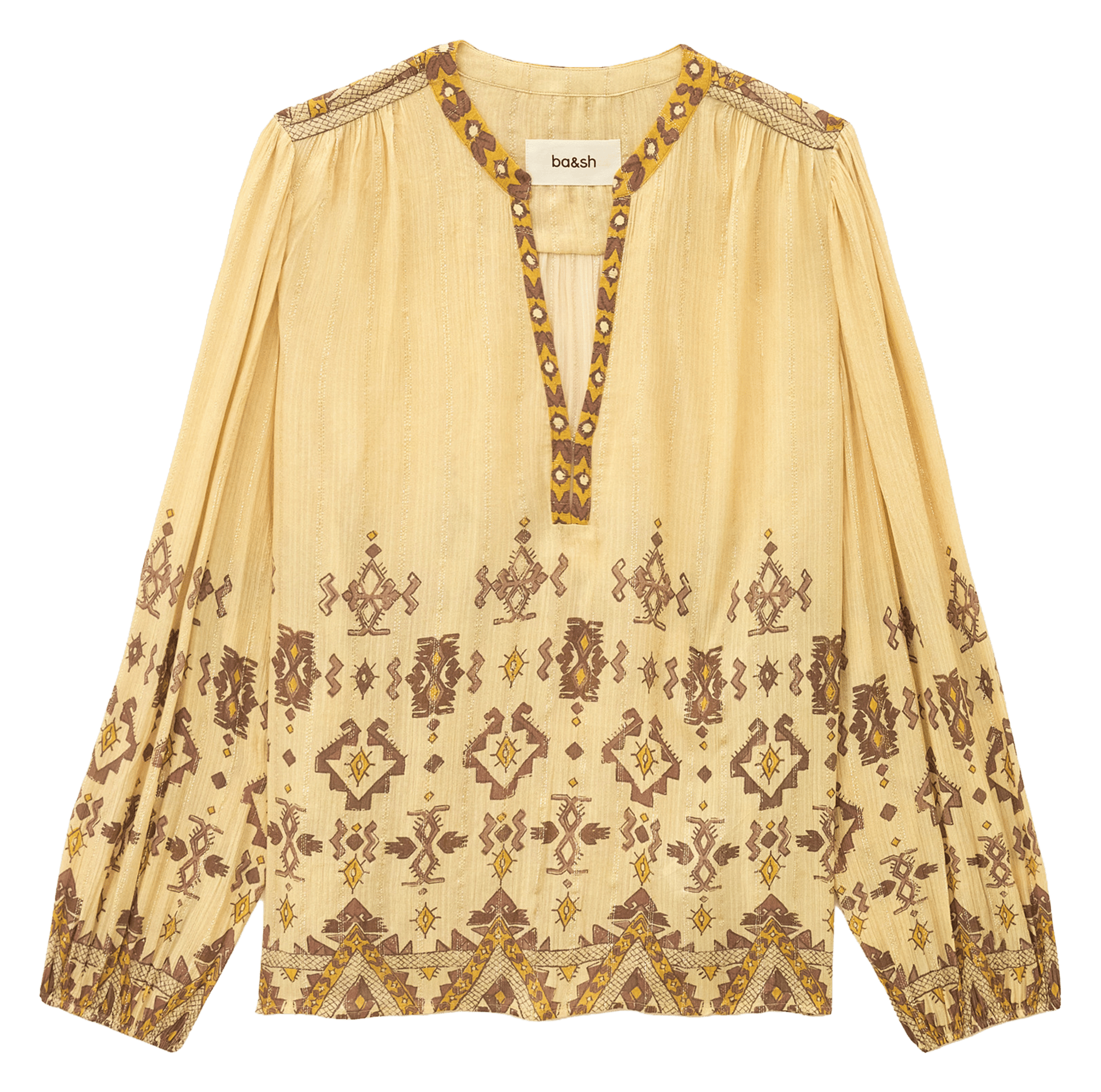 Blouse imprimée col tunisien BA&SH Jaune