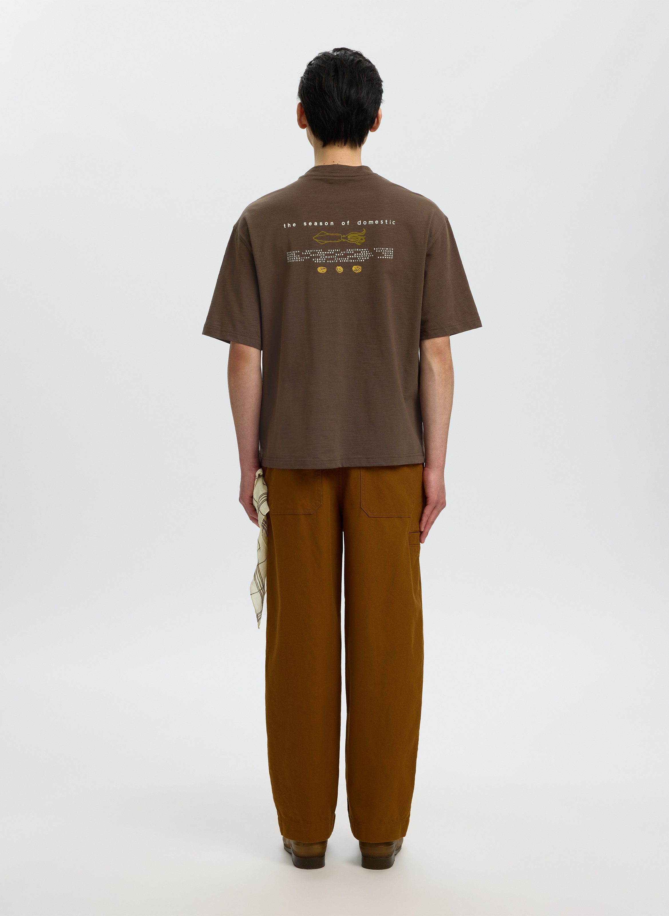 Tee-shirt col rond en coton bio SELECTED Bruin
