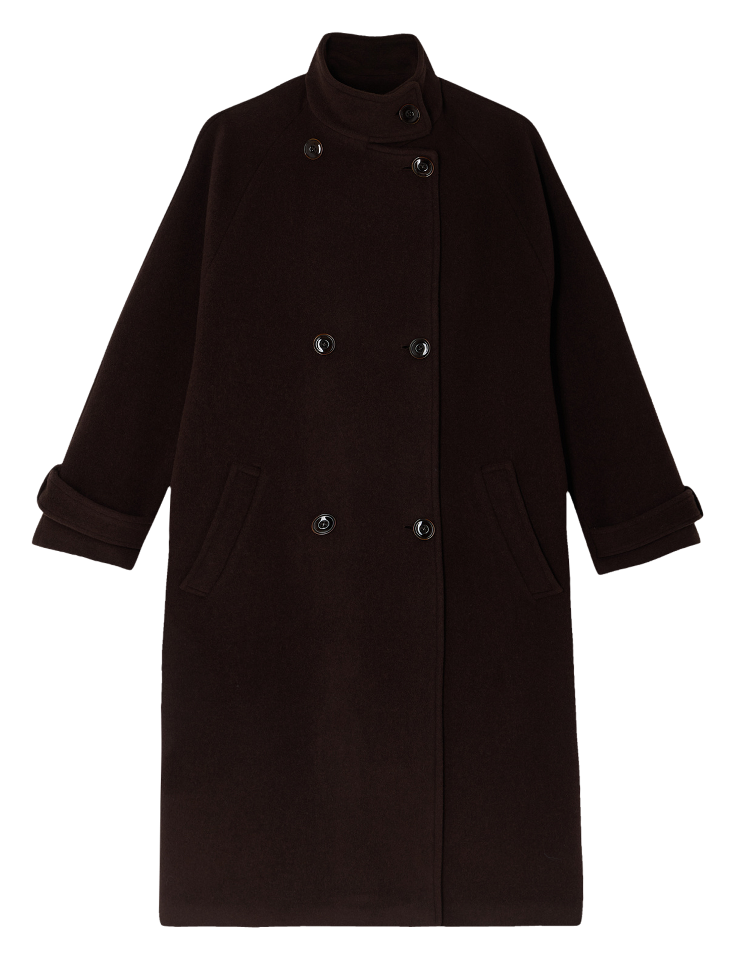 High-neck wool-blend coat SESSUN Brown