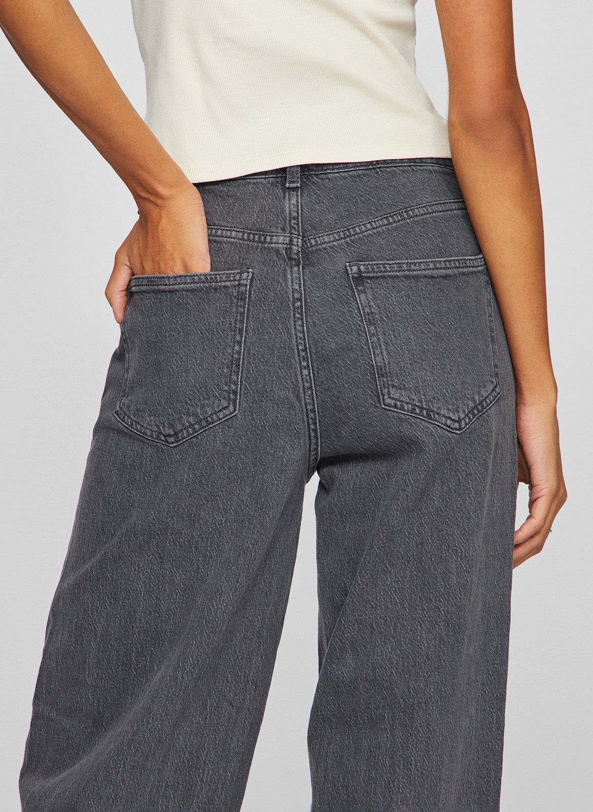 Wide-leg cotton-blend jeans VILA Grey