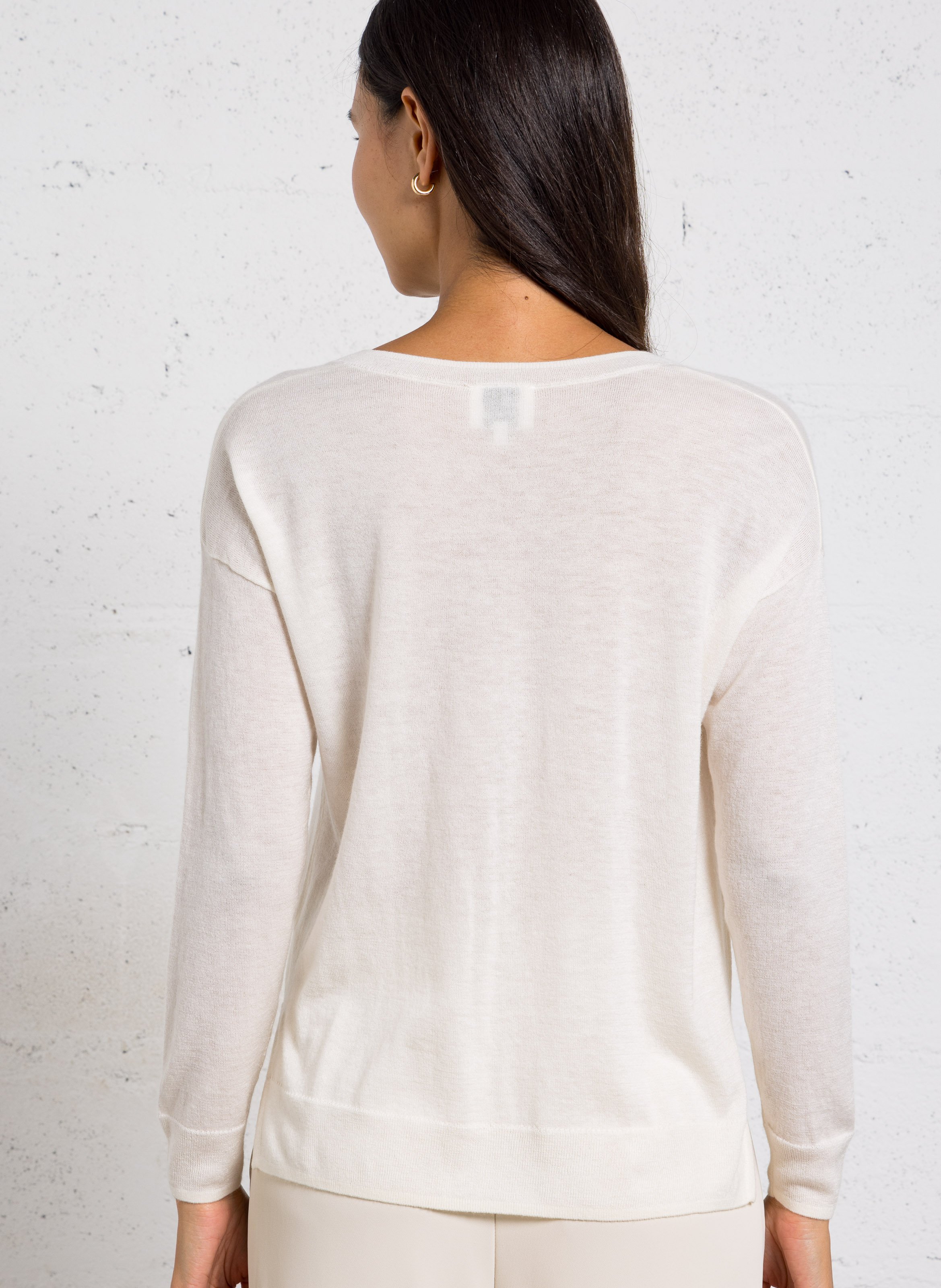 Rechte V-hals trui met stropdas LA PETITE ETOILE Beige