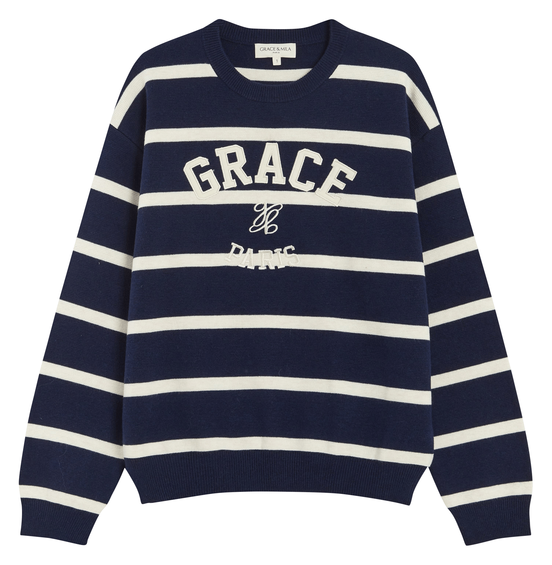 Pull ample col rond GRACE ET MILA Bleu