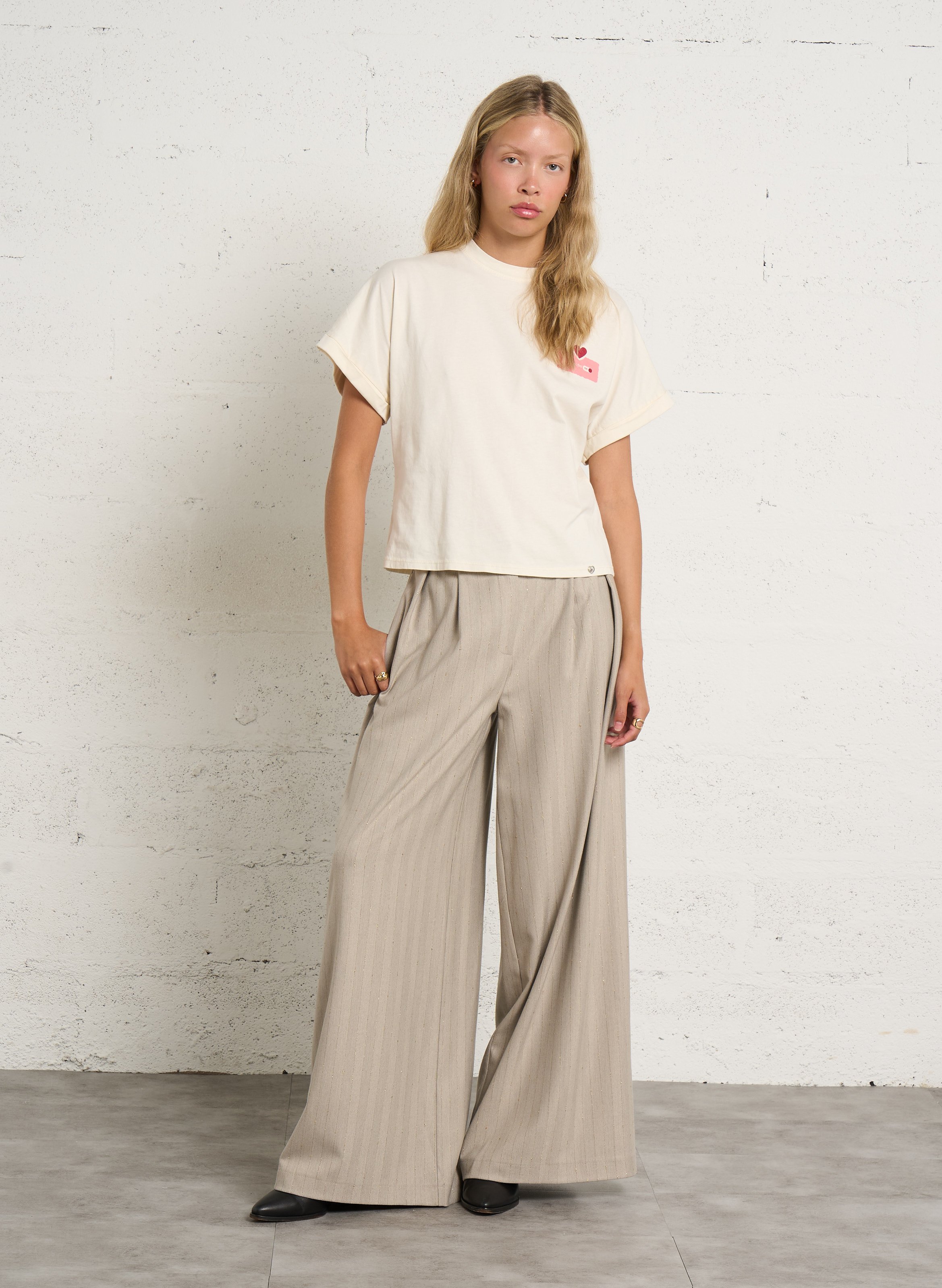 Oversized cotton T-shirt PLEASE Beige