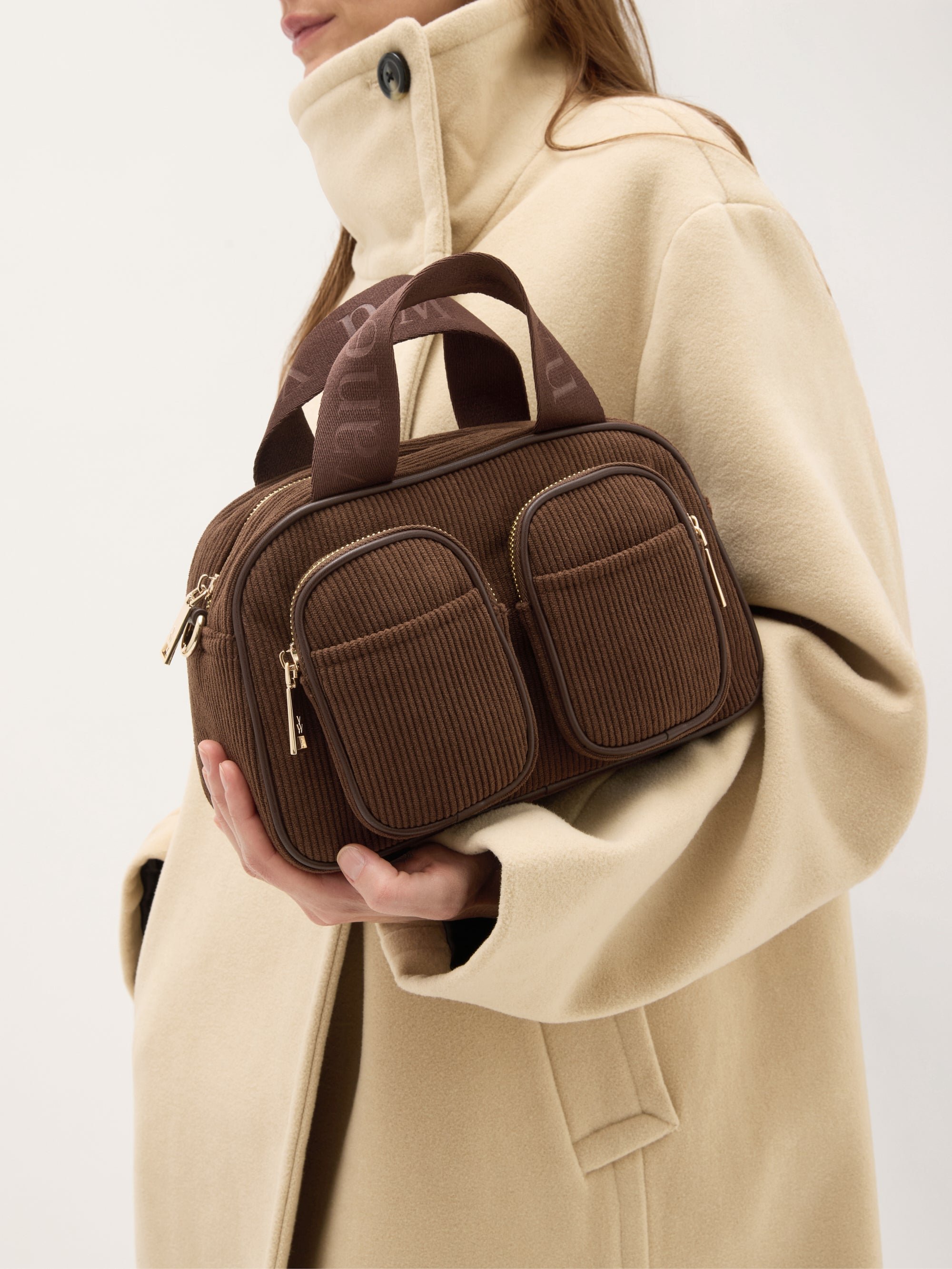 Mini bowling bag with shoulder strap | Brown VANESSA WU Women