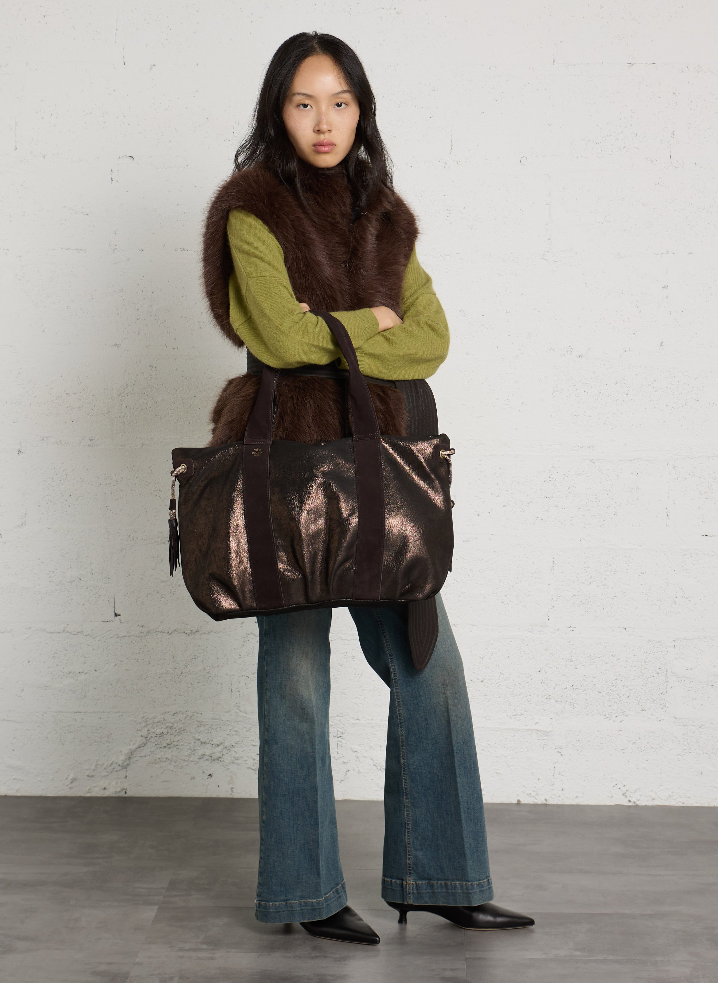 Schultertasche aus Leder MILA LOUISE Braun