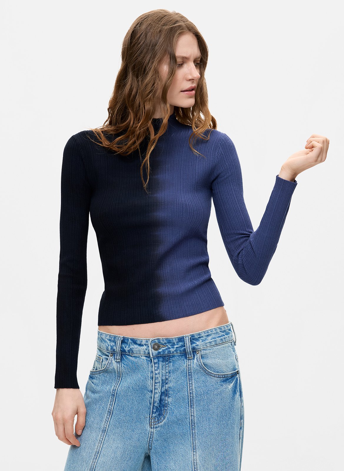 Pull col rond bicolor  DESIGUAL Bleu