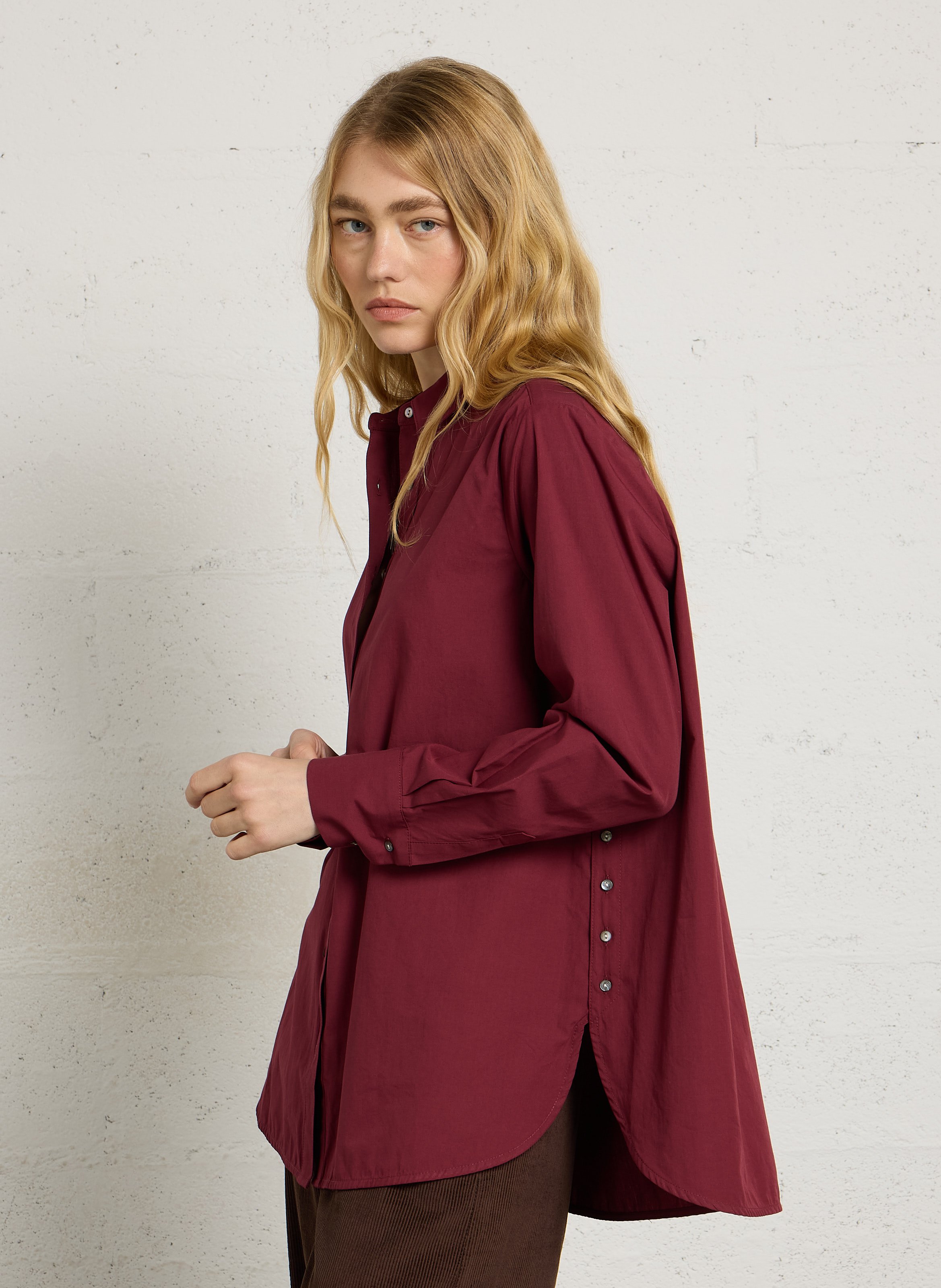 Chemise col classique oversize en coton BELLA JONES Prune
