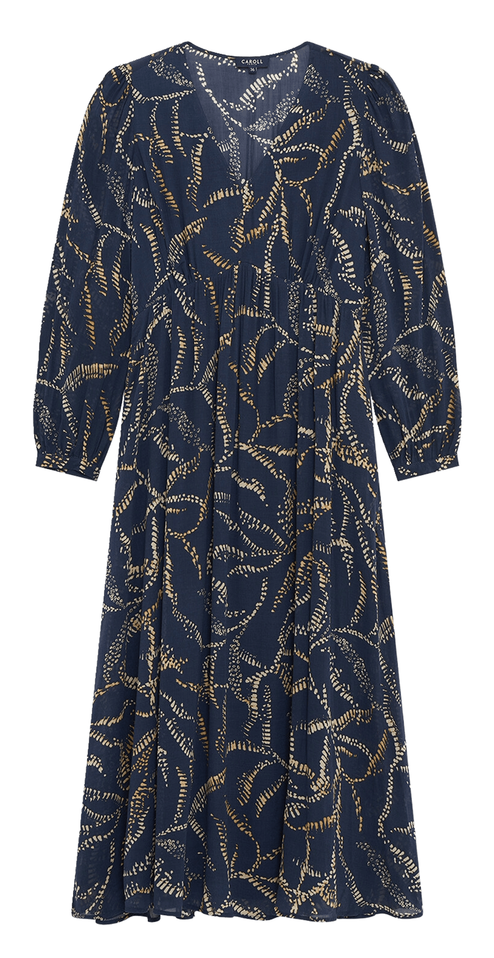 Lange jurk met V-hals en print CAROLL Blauw