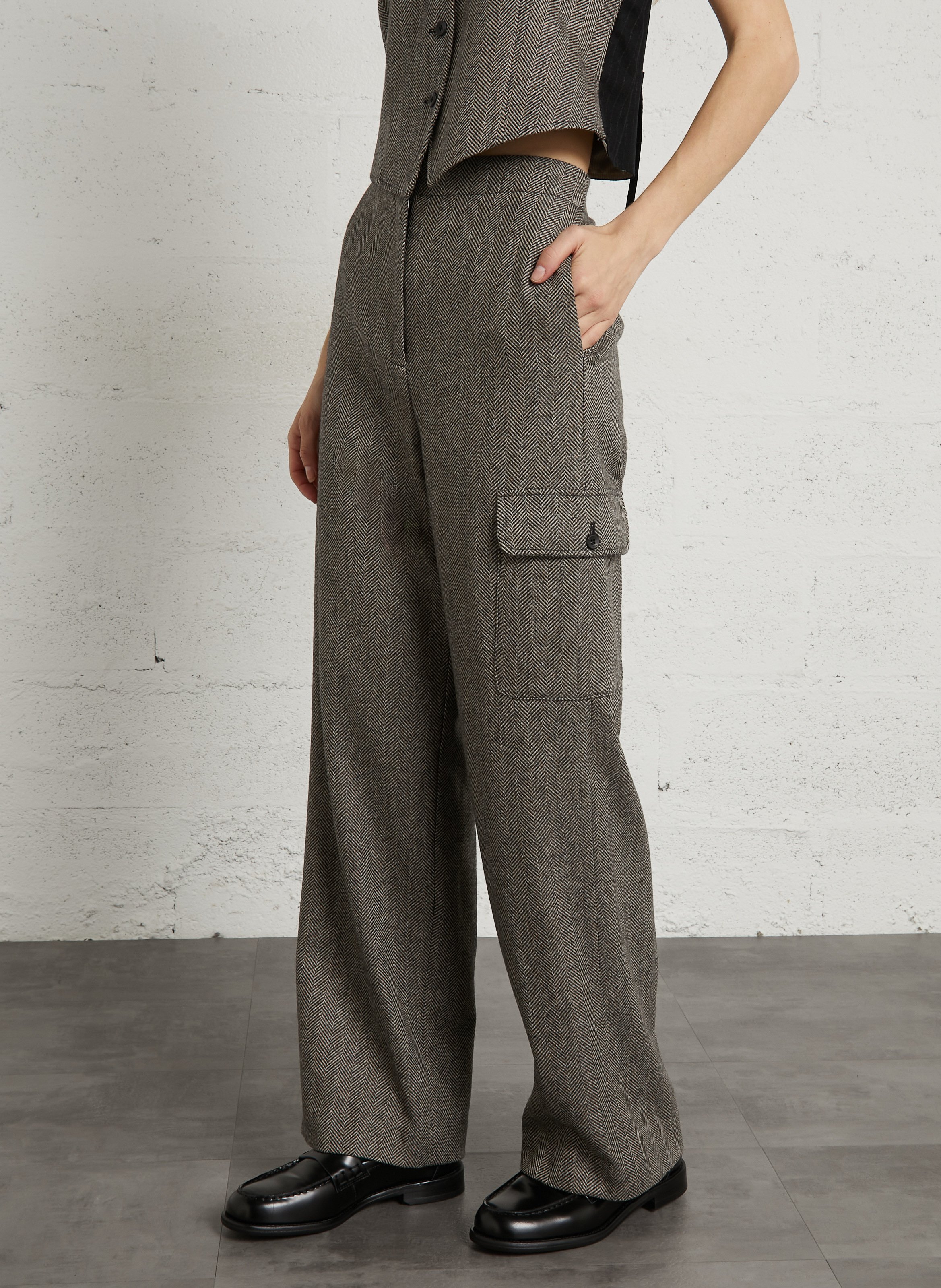 Weites Hose mit Muster aus Wollmischung DIEGA Schwarz